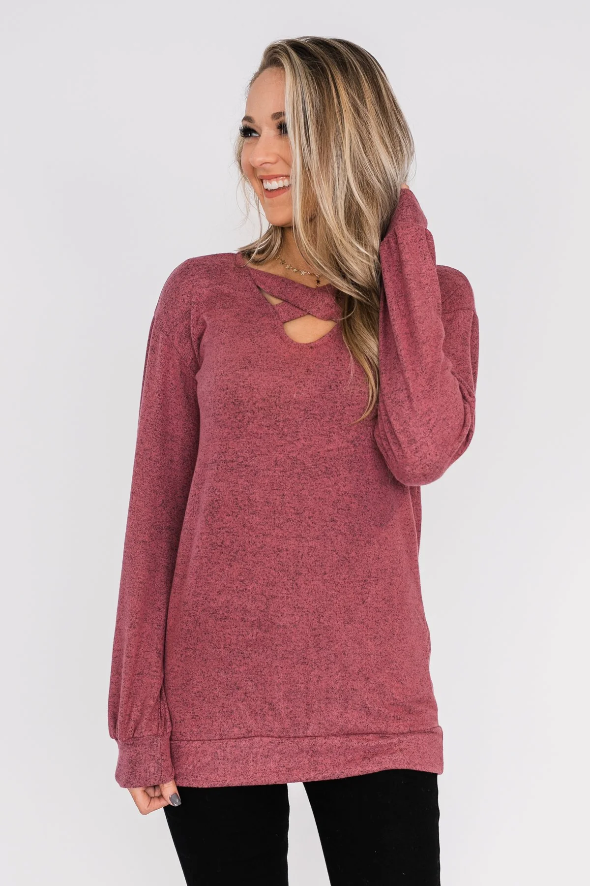 Dance The Day Away Criss Cross Top- Mauve - Image 3
