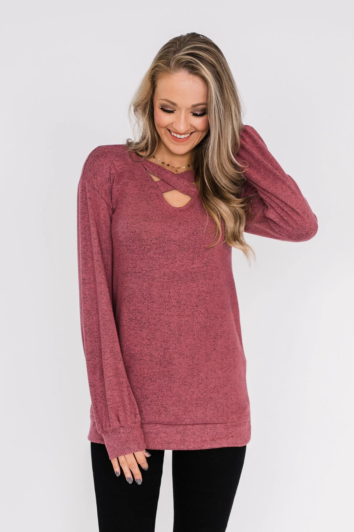 Dance The Day Away Criss Cross Top- Mauve - Image 5
