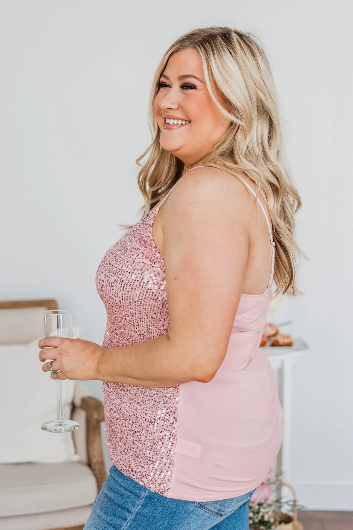 Dance Through The Night Sequin Tank Top- Pink - Image 6