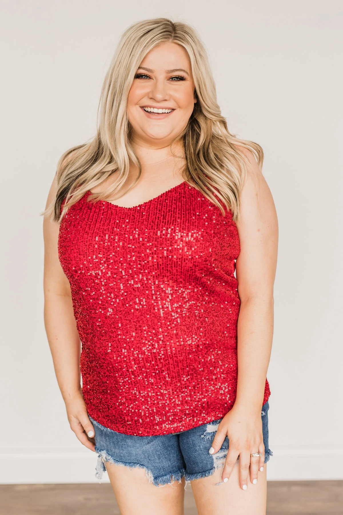 Dance Through The Night Sequin Tank Top- Red - Image 4