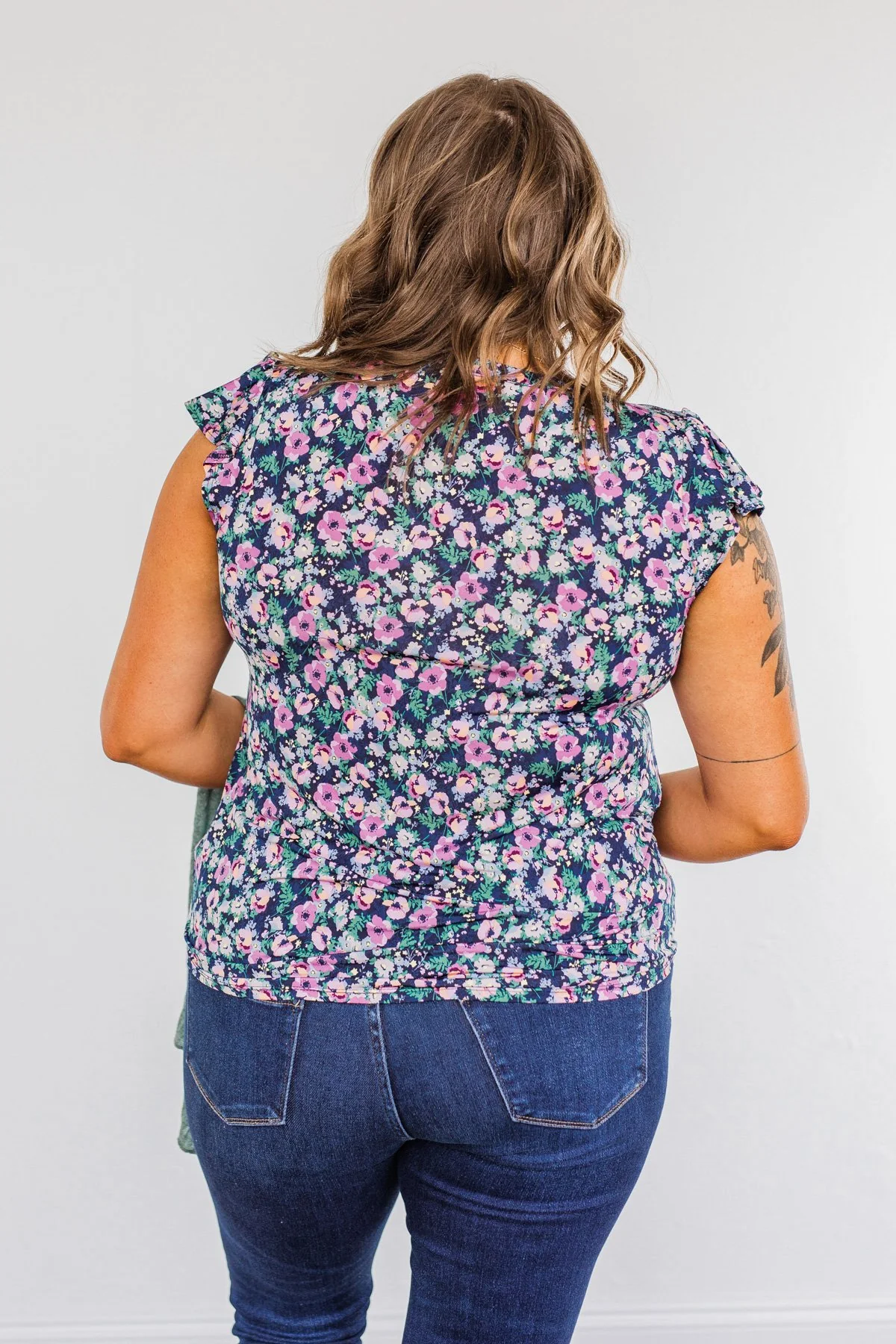 Dance Through The Petals Floral Top- Navy - Image 10