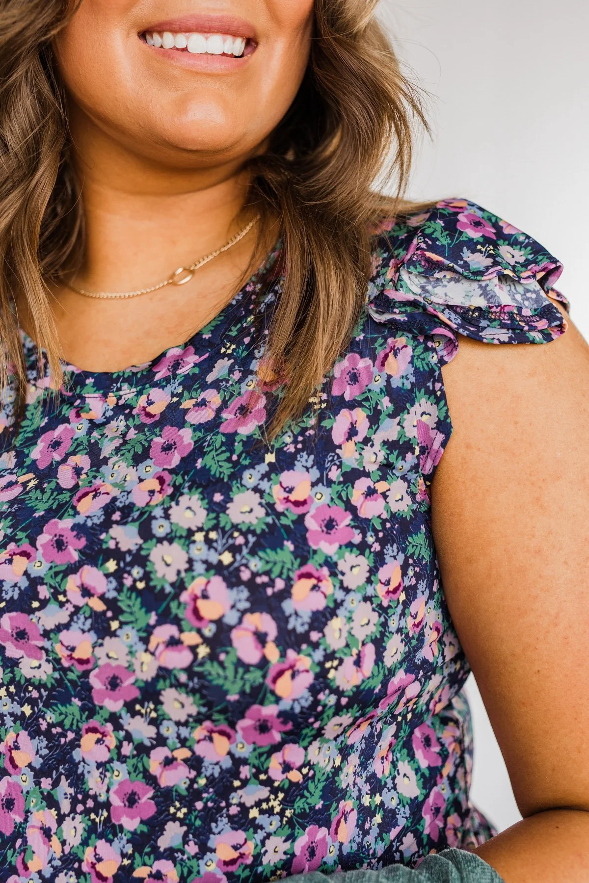 Dance Through The Petals Floral Top- Navy - Image 4