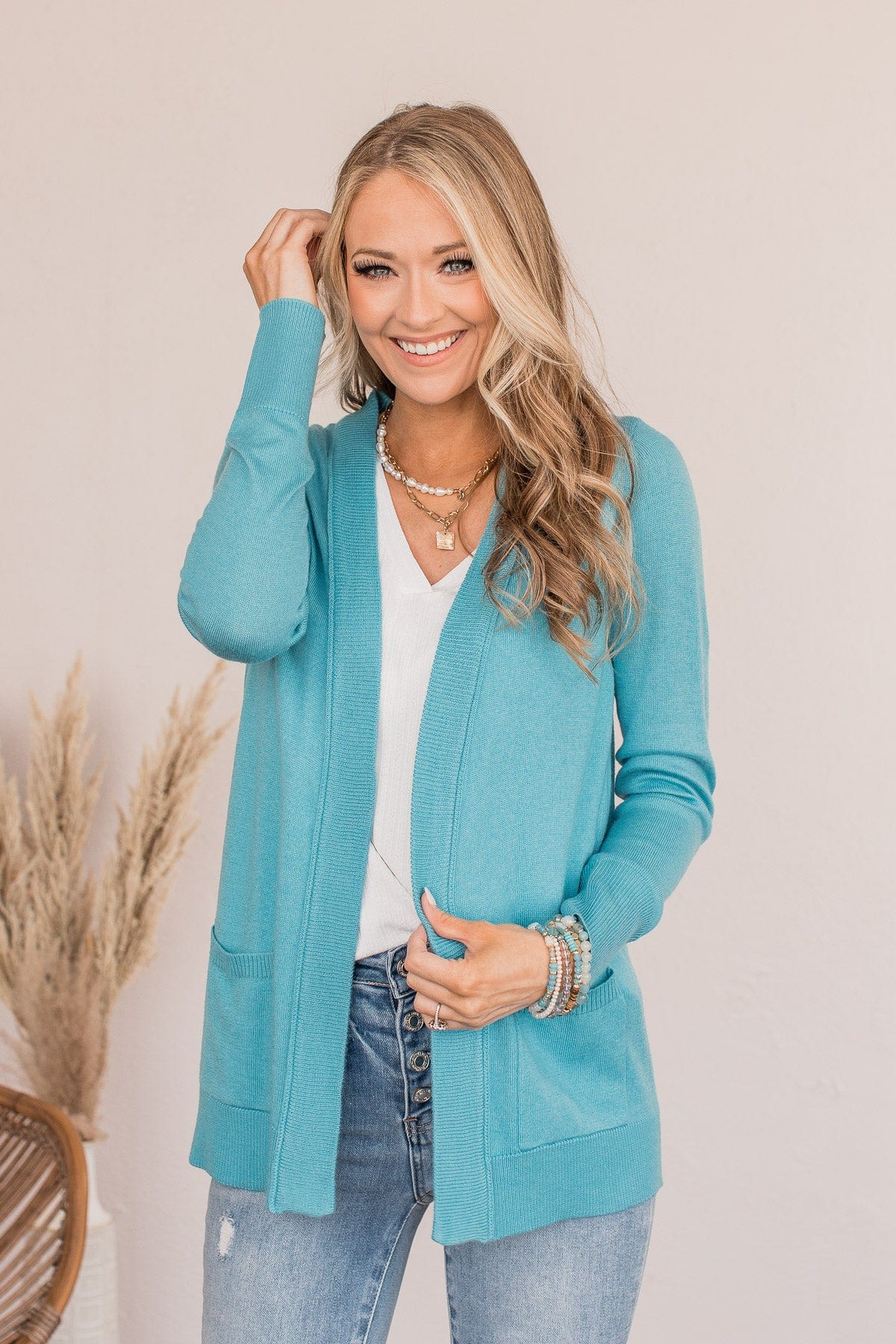 Dance Under The Stars Lightweight Cardigan- Deep Aqua - Image 2