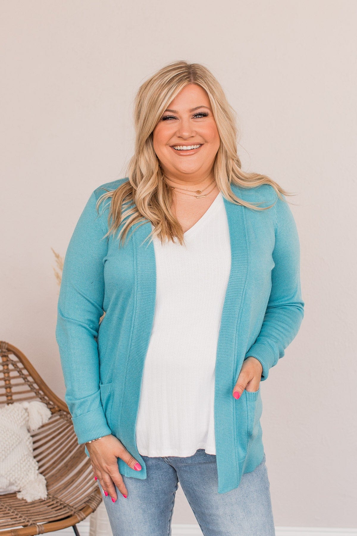 Dance Under The Stars Lightweight Cardigan- Deep Aqua - Image 3