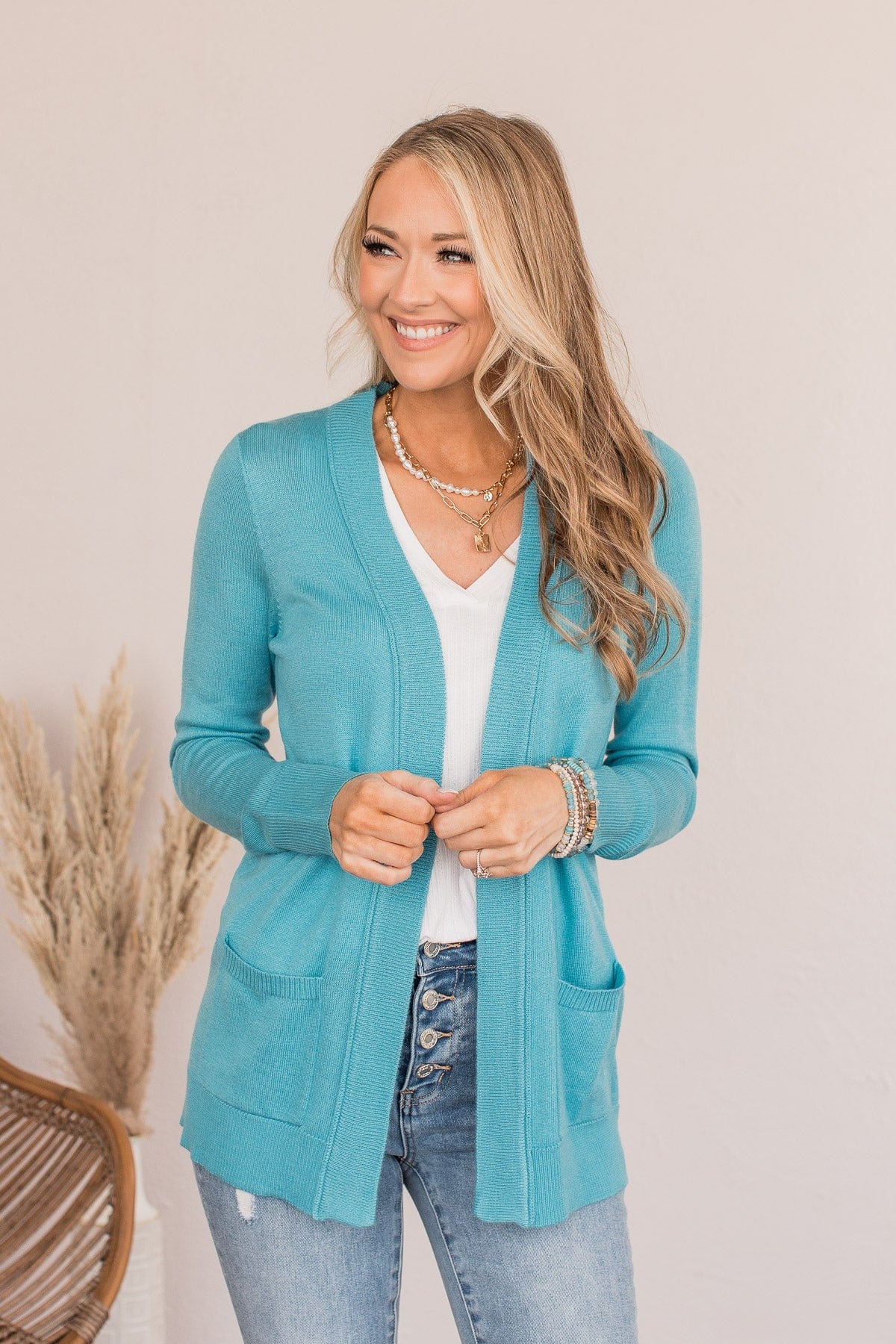 Dance Under The Stars Lightweight Cardigan- Deep Aqua - Image 4