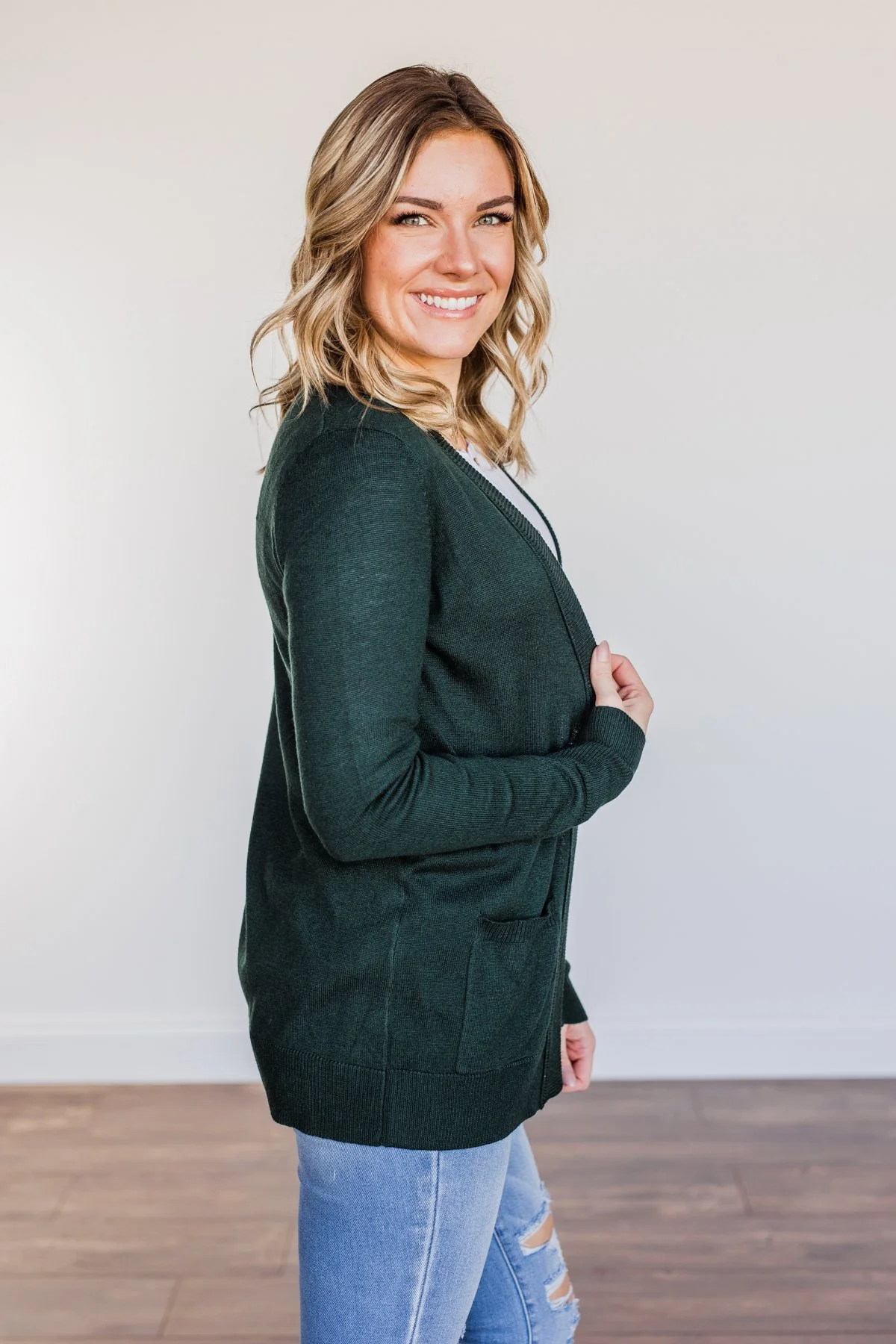 Dance Under The Stars Lightweight Cardigan- Forest Green - Image 10