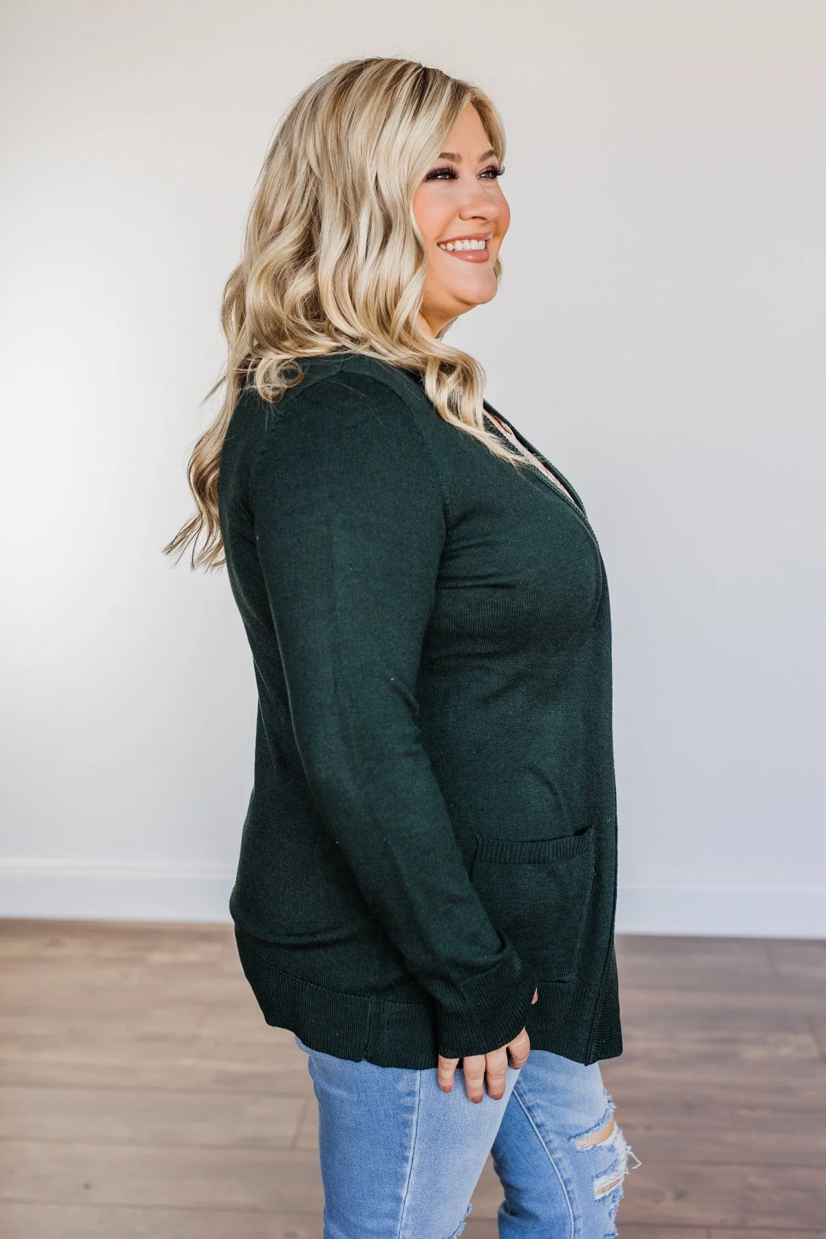Dance Under The Stars Lightweight Cardigan- Forest Green - Image 11