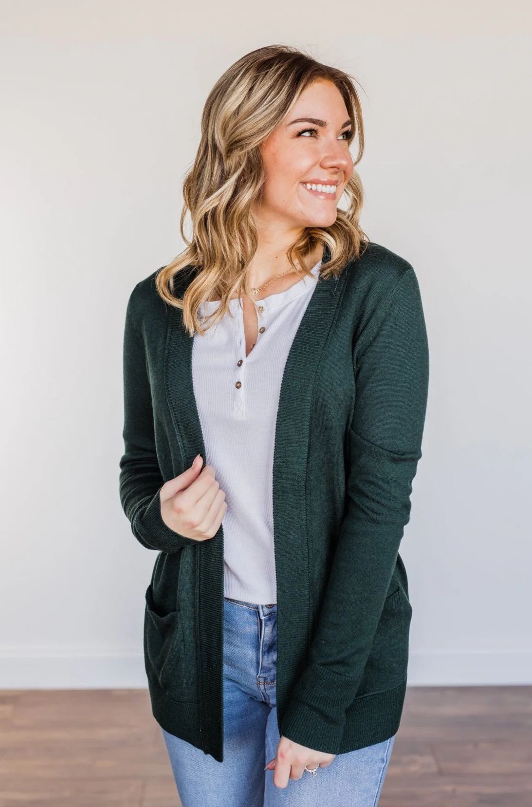 Dance Under The Stars Lightweight Cardigan- Forest Green - Image 2