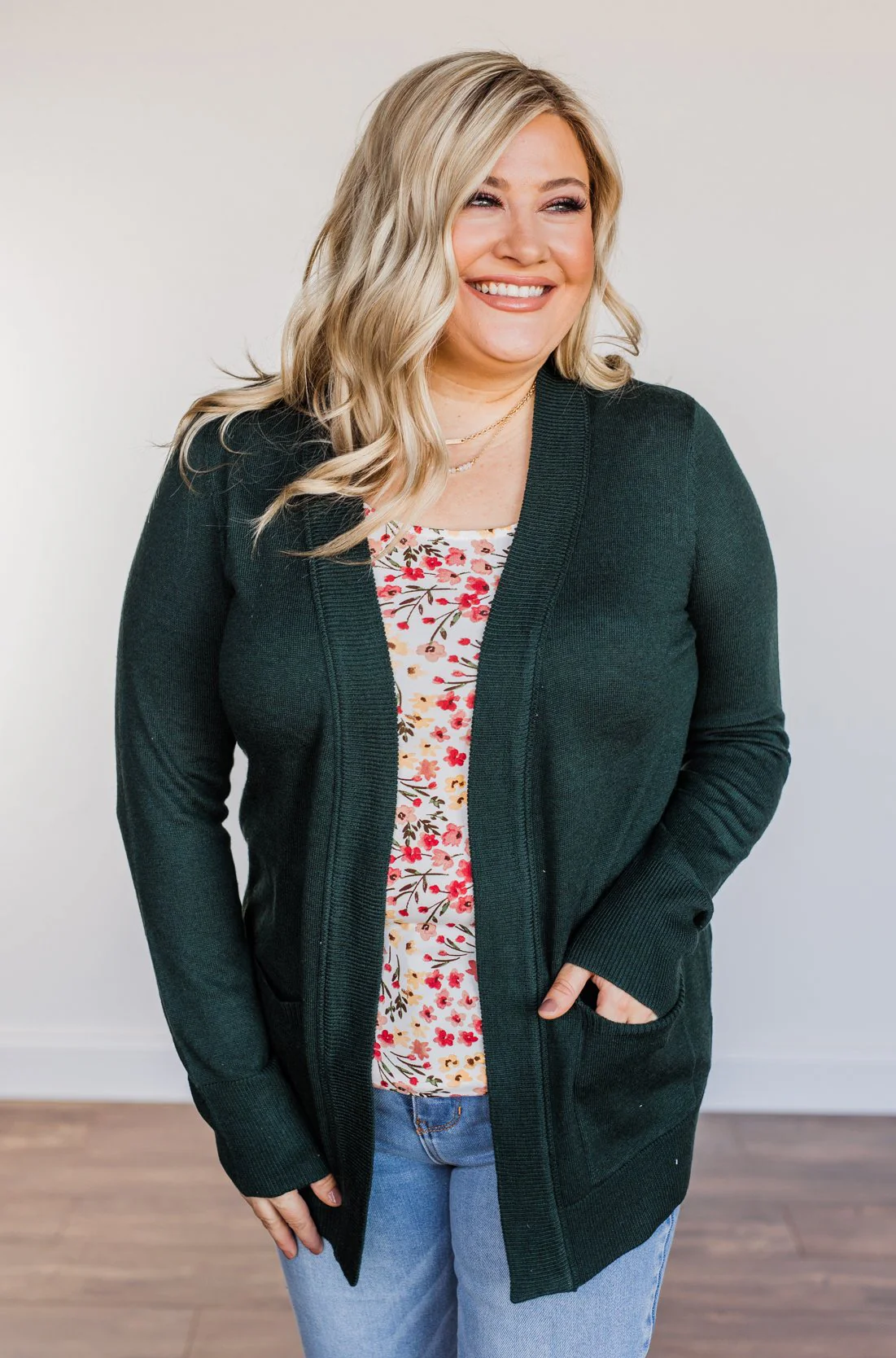 Dance Under The Stars Lightweight Cardigan- Forest Green - Image 6