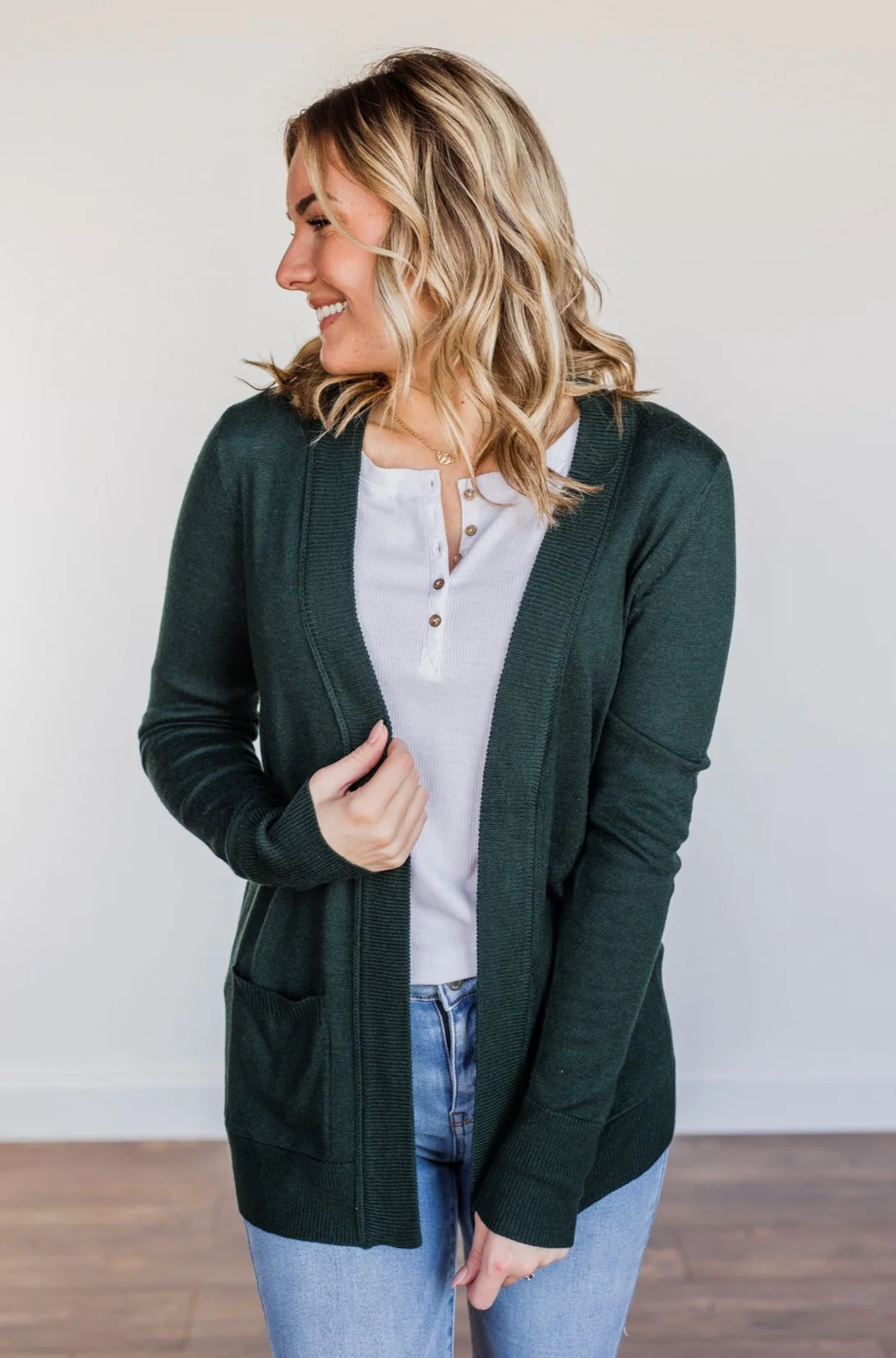 Dance Under The Stars Lightweight Cardigan- Forest Green - Image 8