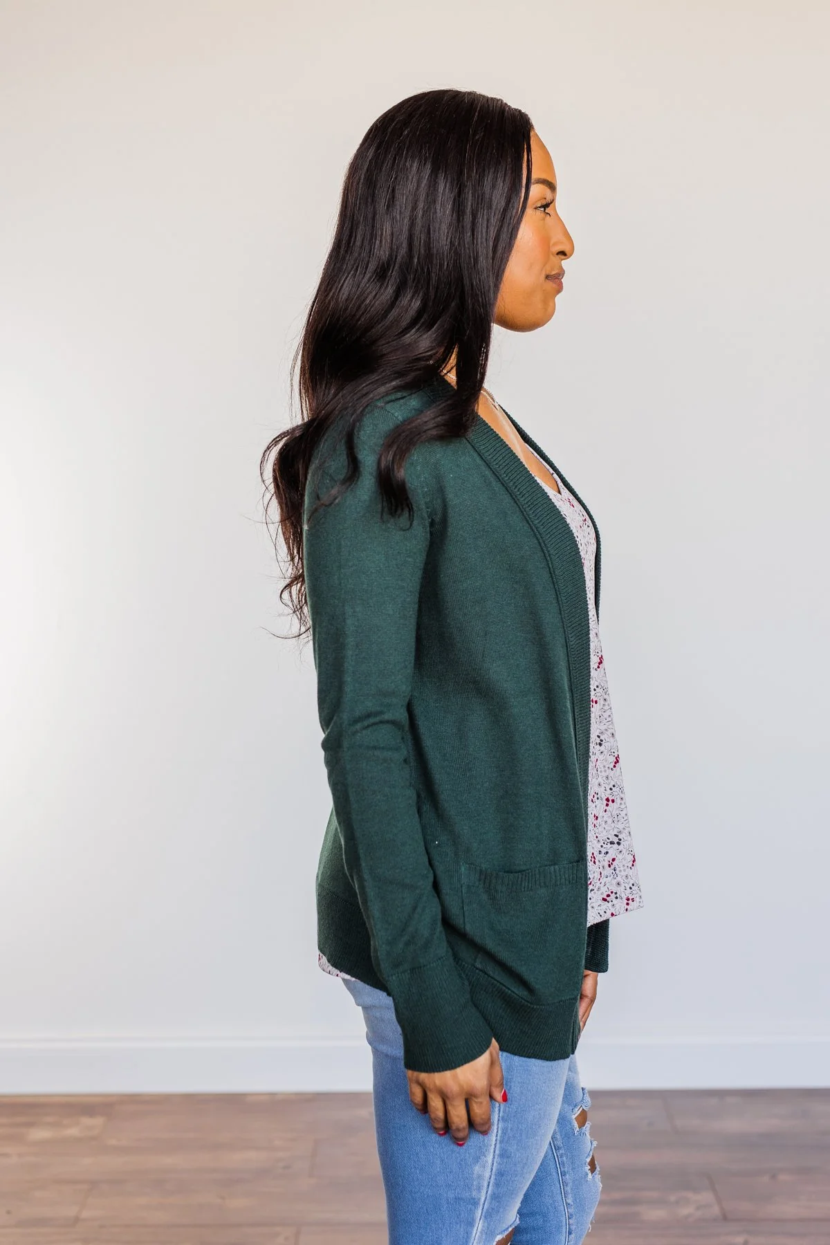 Dance Under The Stars Lightweight Cardigan- Forest Green - Image 9