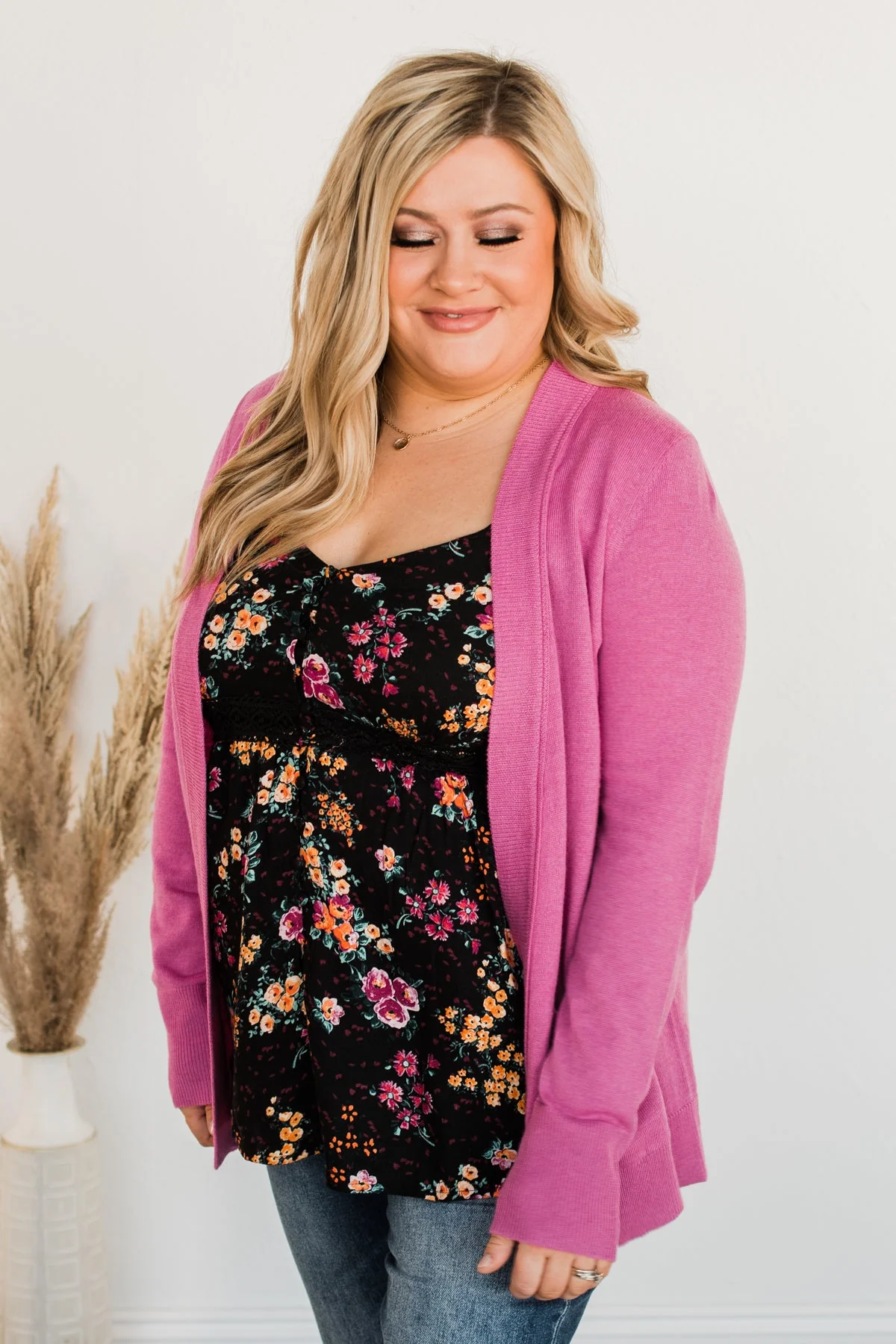 Dance Under The Stars Lightweight Cardigan- Magenta - Image 7
