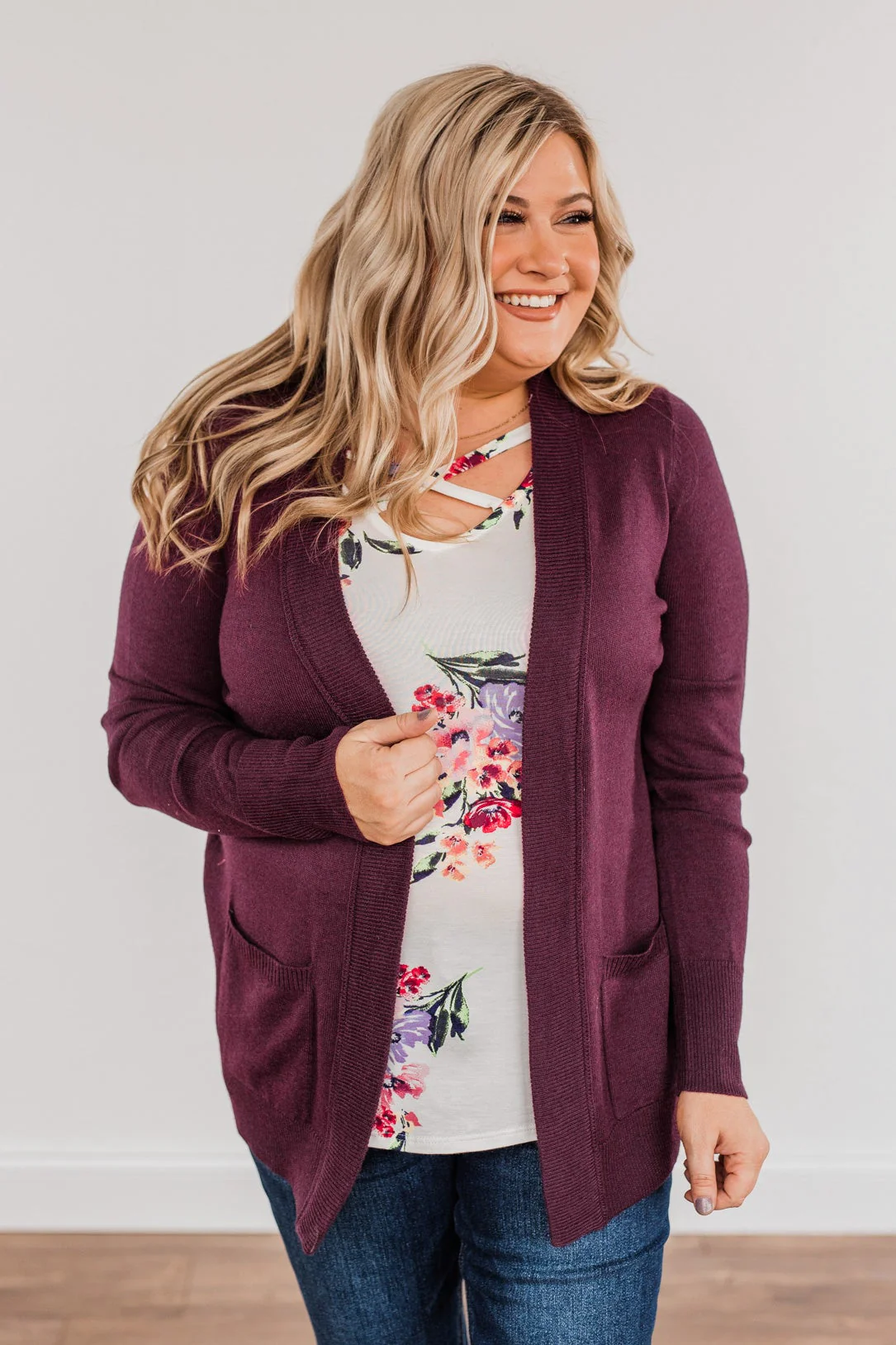 Dance Under The Stars Lightweight Cardigan- Plum - Image 2