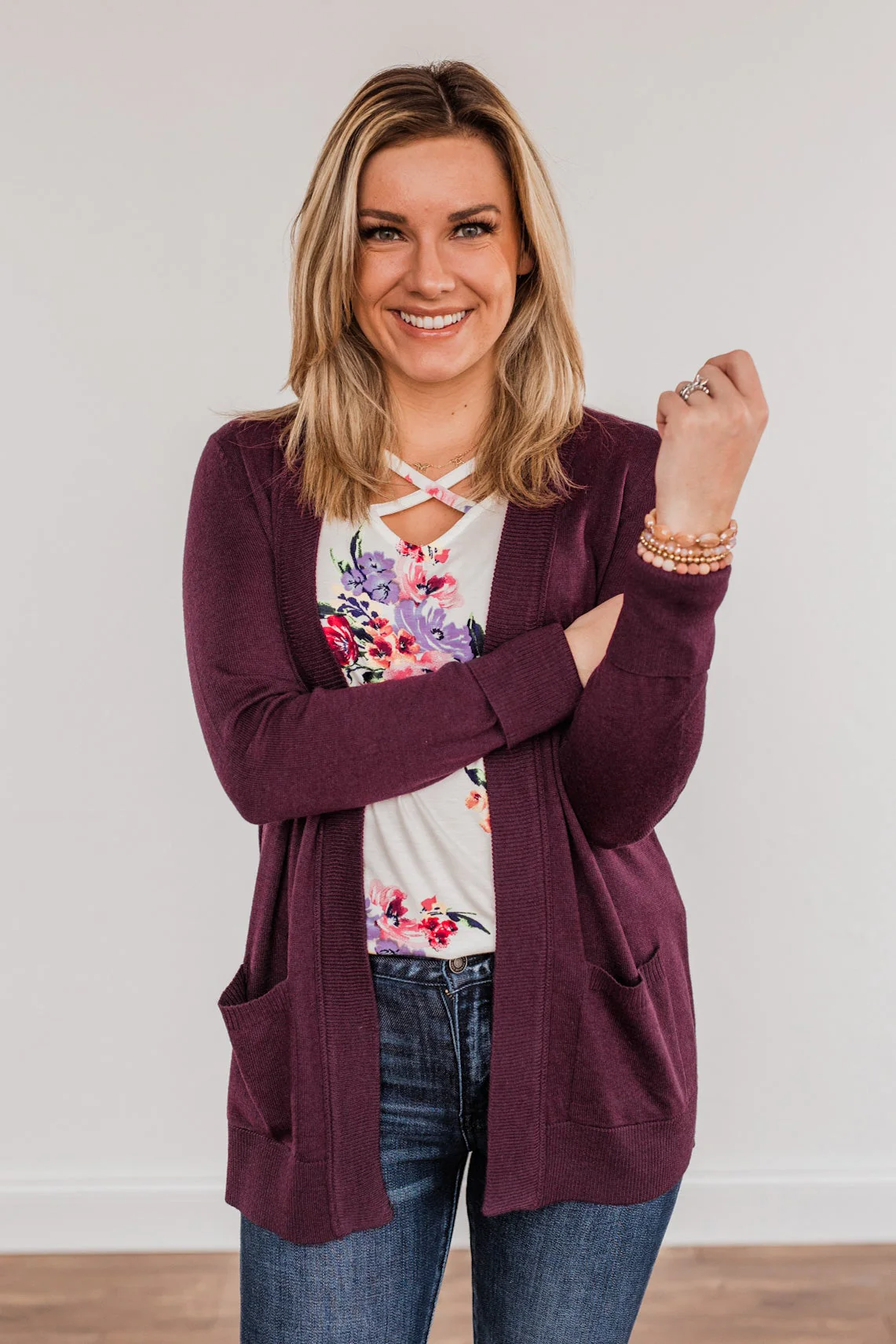 Dance Under The Stars Lightweight Cardigan- Plum - Image 3