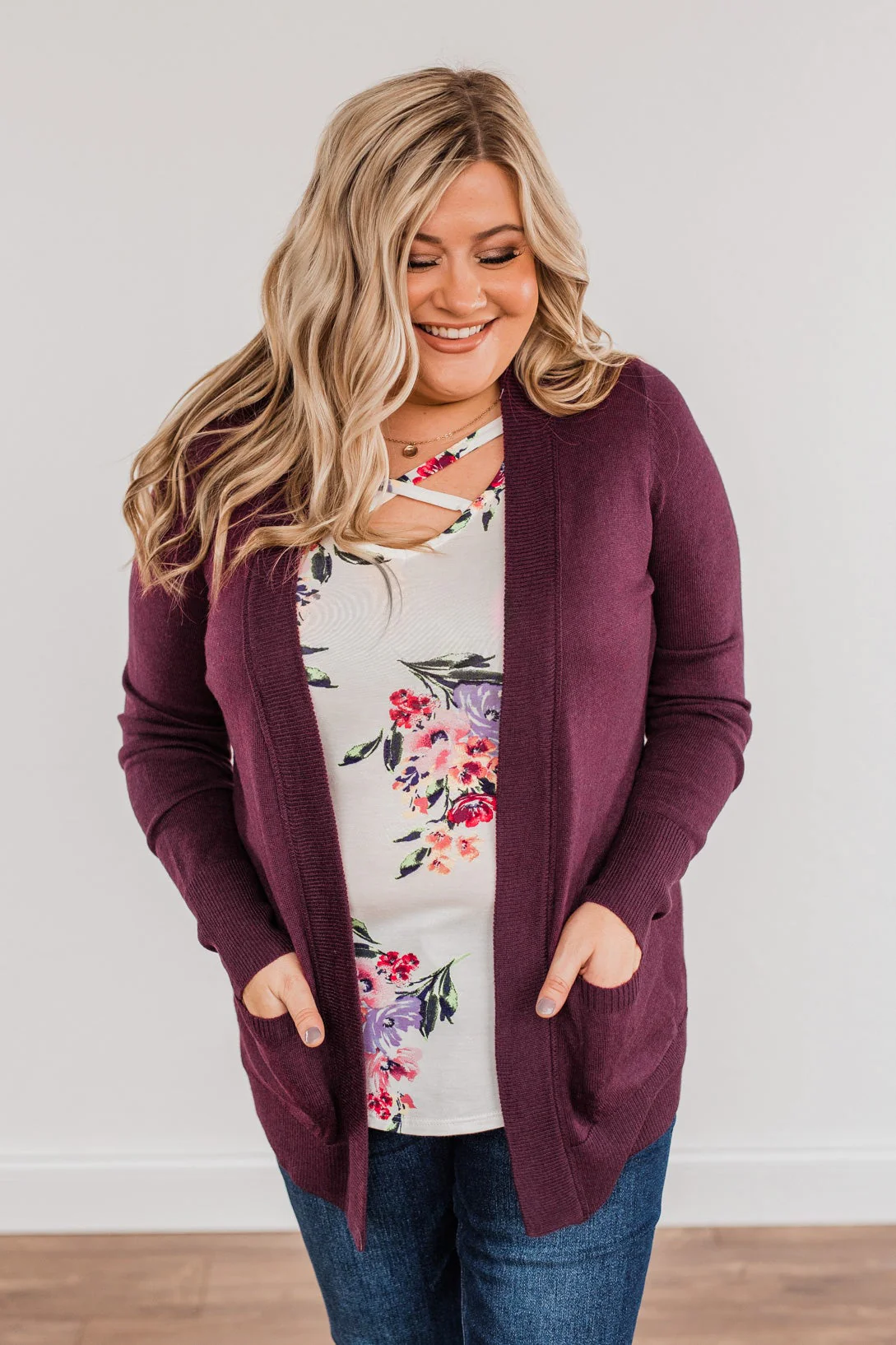 Dance Under The Stars Lightweight Cardigan- Plum - Image 4