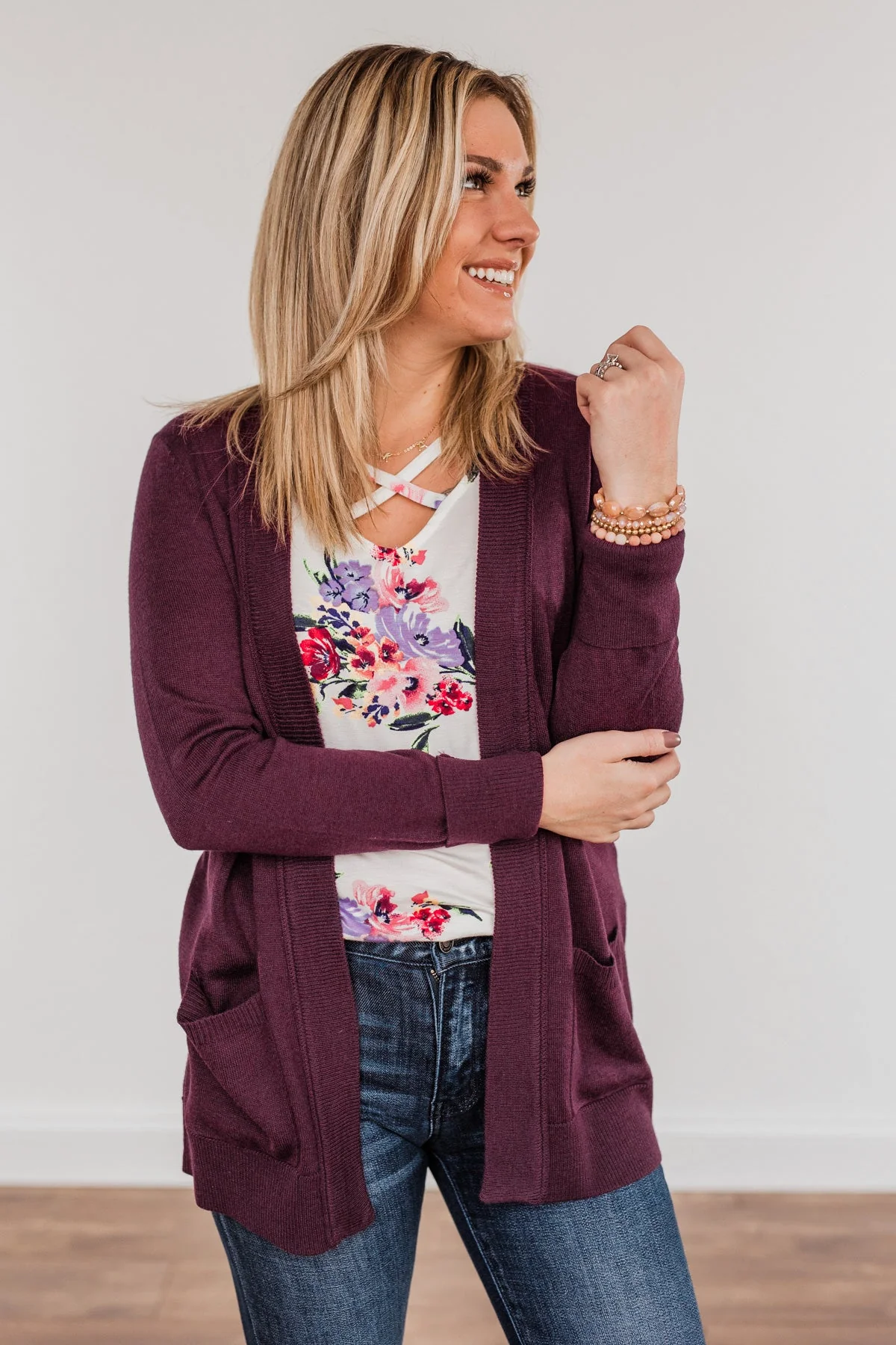 Dance Under The Stars Lightweight Cardigan- Plum - Image 5