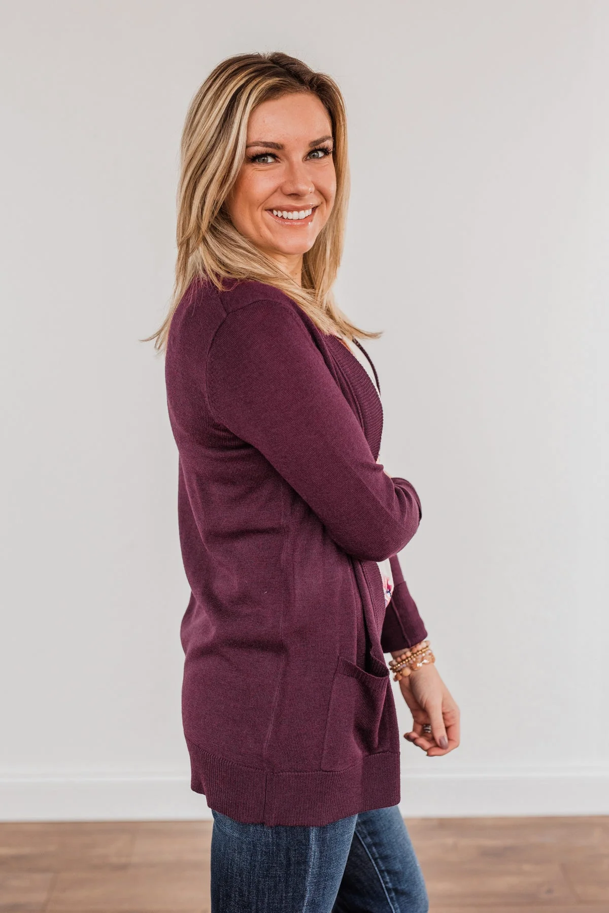 Dance Under The Stars Lightweight Cardigan- Plum - Image 7