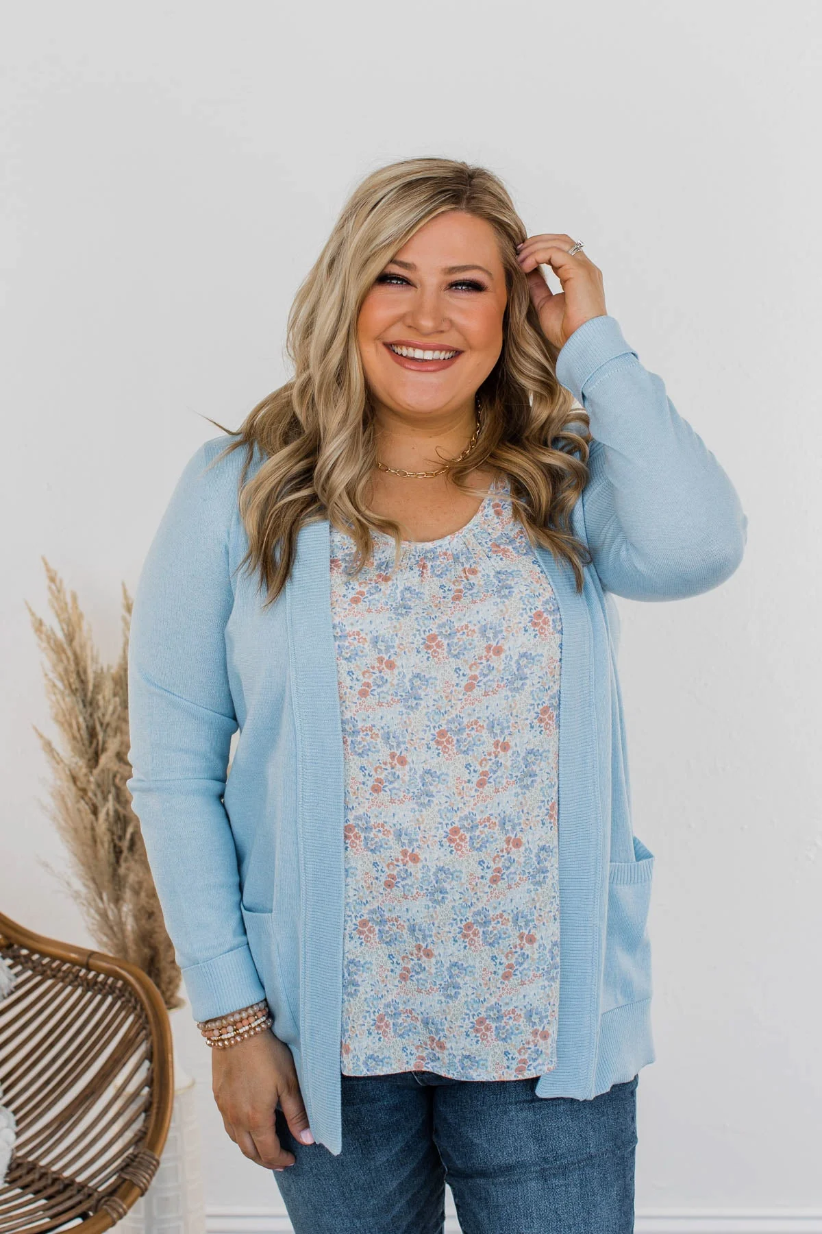 Dance Under The Stars Lightweight Cardigan- Powder Blue - Image 2