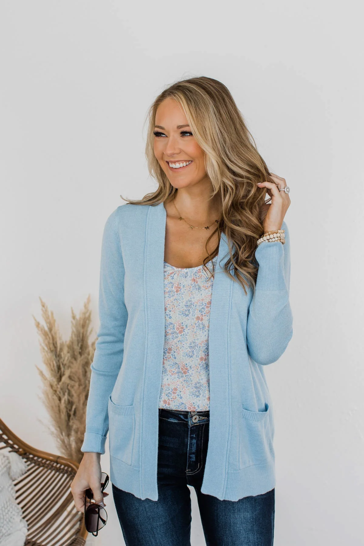 Dance Under The Stars Lightweight Cardigan- Powder Blue - Image 6