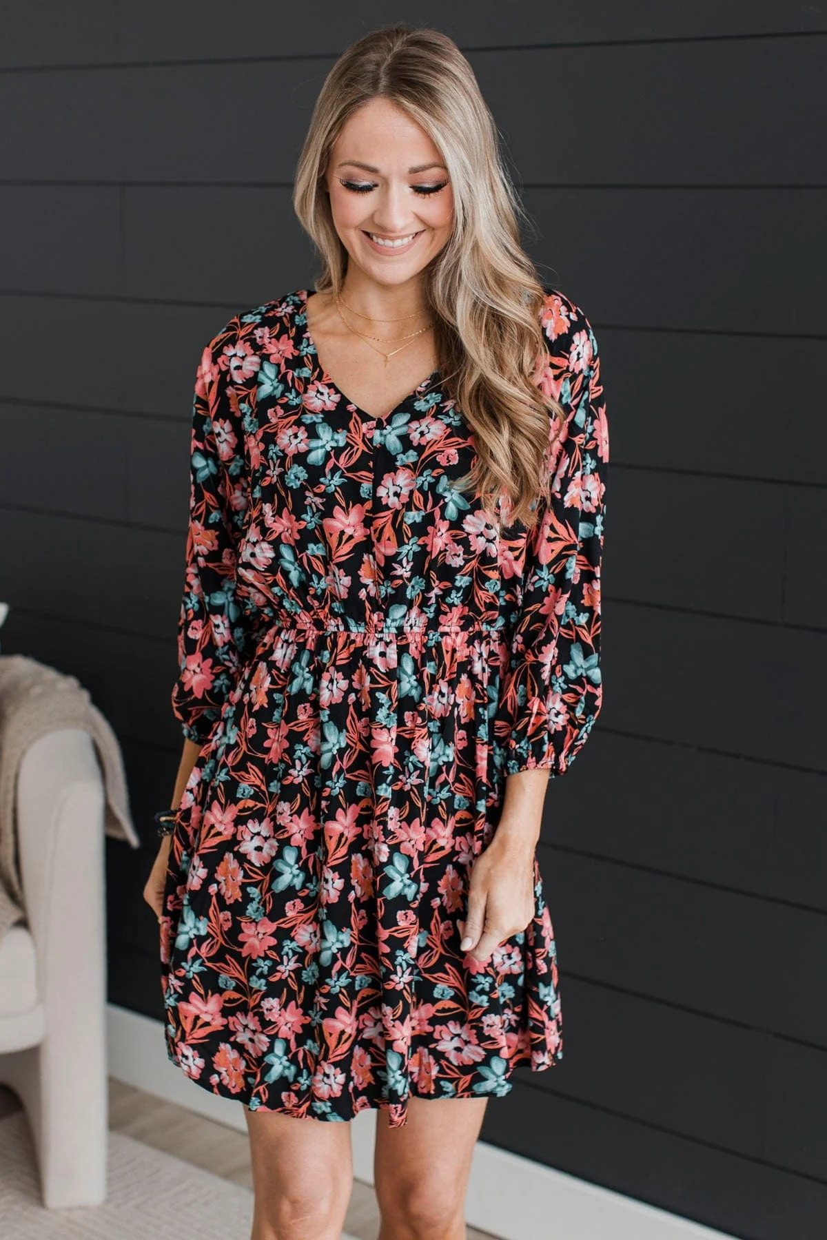Dance Until Dawn Floral Dress- Black - Image 2