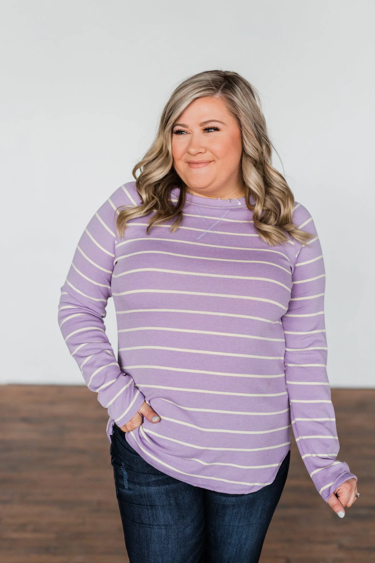 Dance With Somebody Striped Pullover Top- Lavender - Image 4