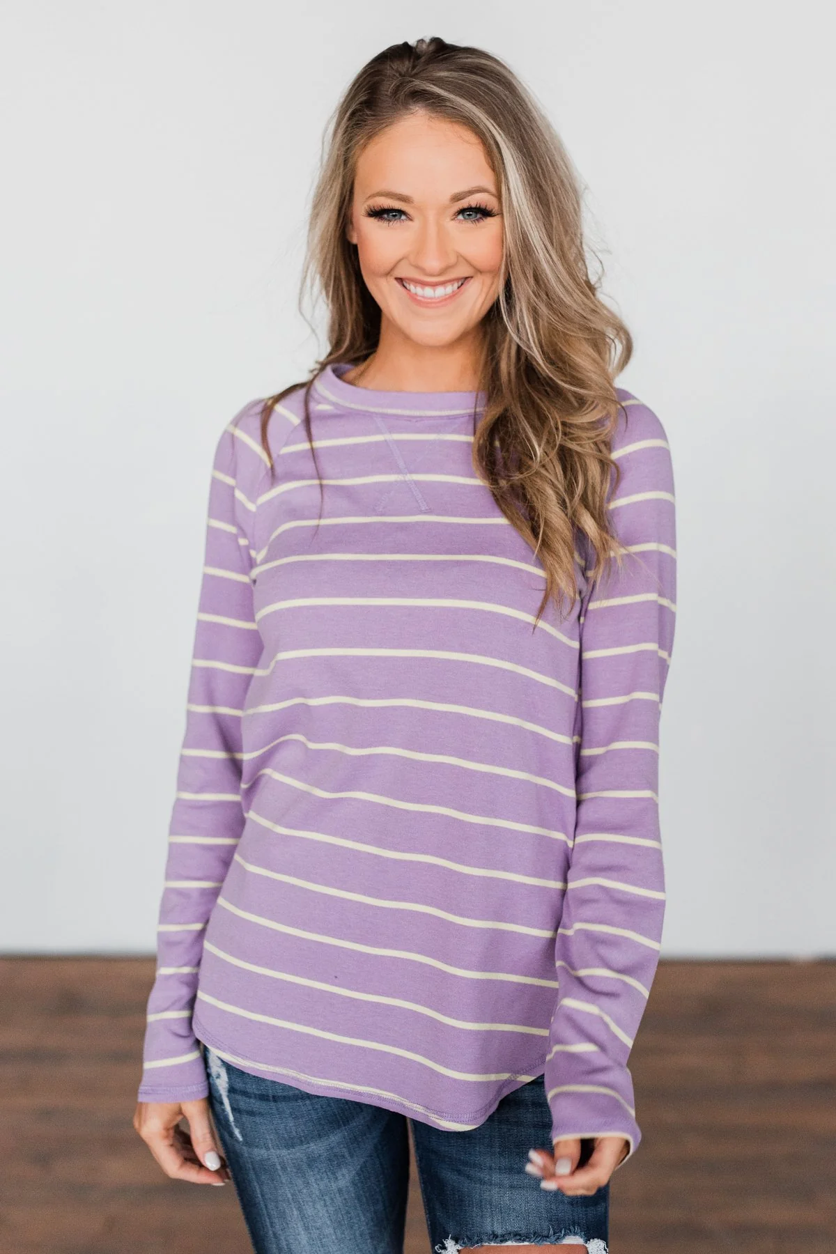 Dance With Somebody Striped Pullover Top- Lavender - Image 5
