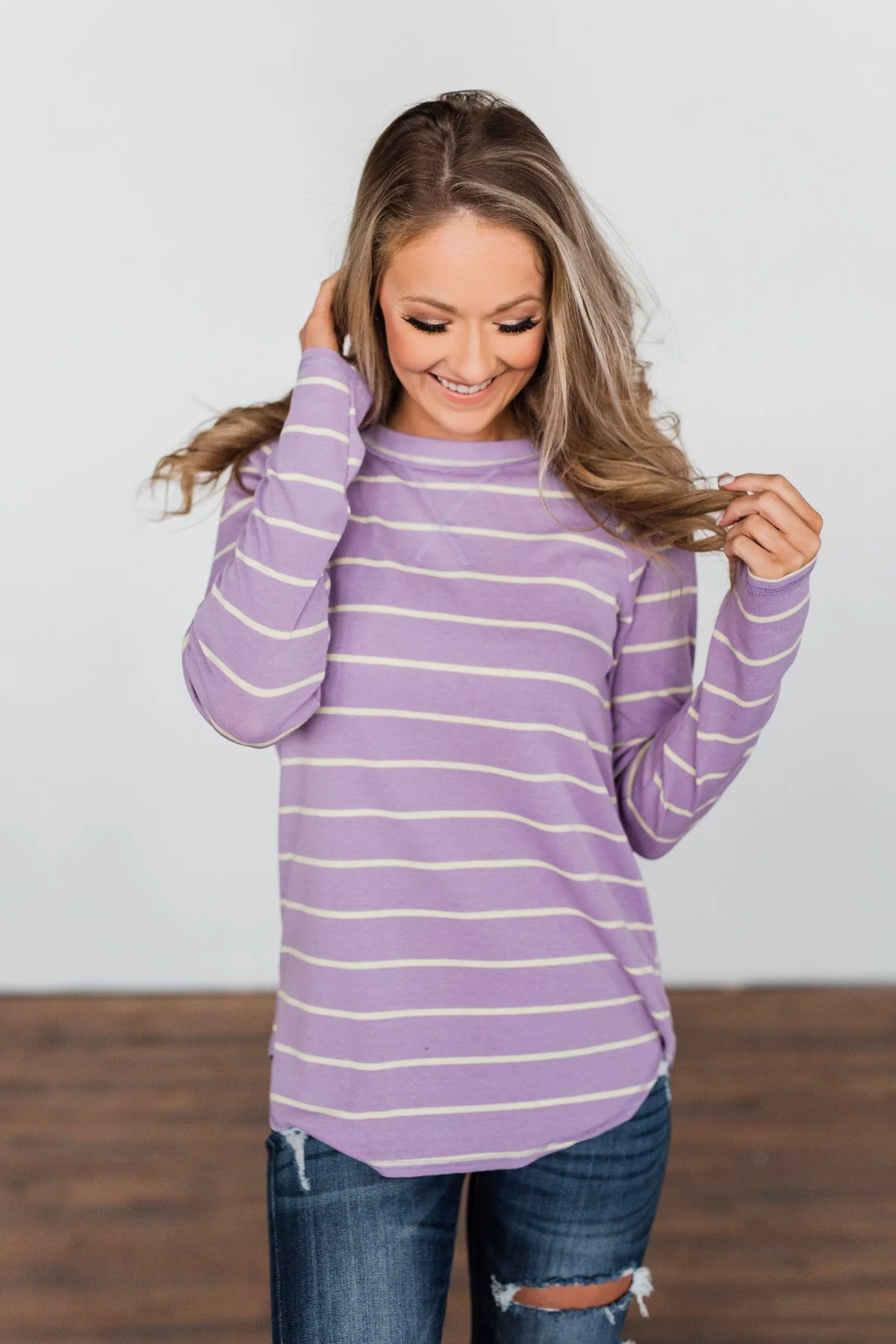 Dance With Somebody Striped Pullover Top- Lavender - Image 7