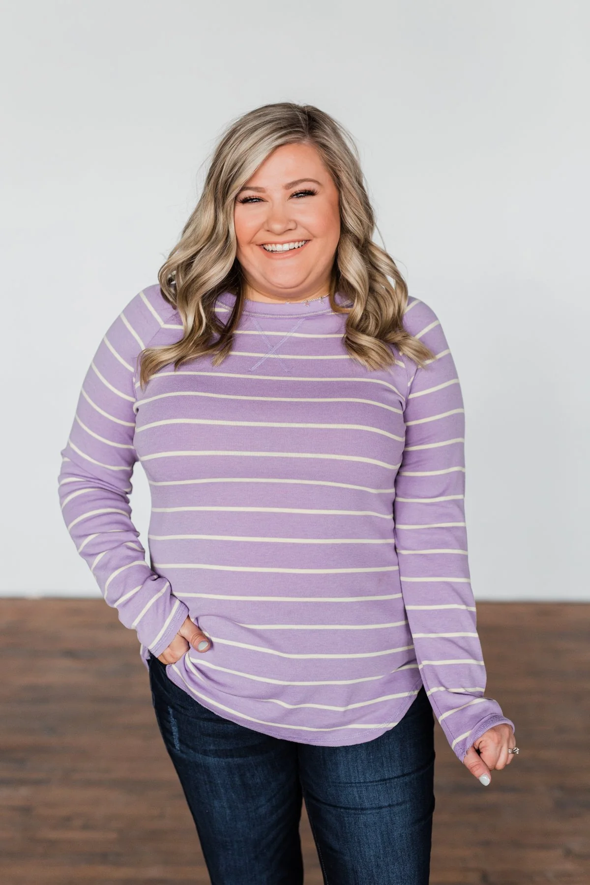 Dance With Somebody Striped Pullover Top- Lavender - Image 8