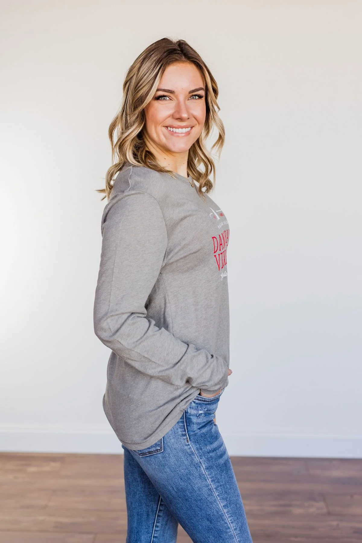 "Dancer, Prancer" Graphic Long Sleeve Top- Grey - Image 11