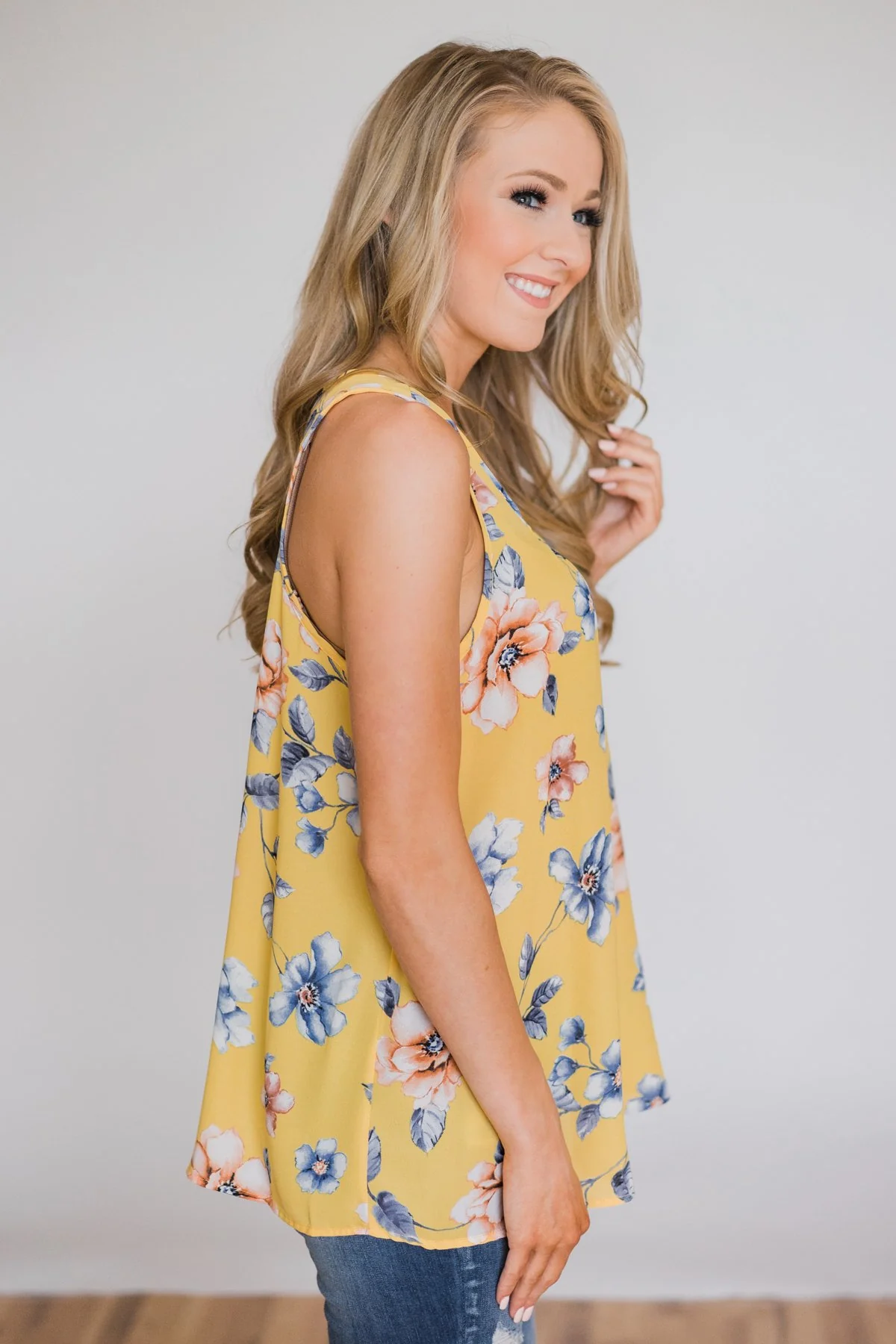 Dancing in Floral Tank Top- Yellow - Image 5