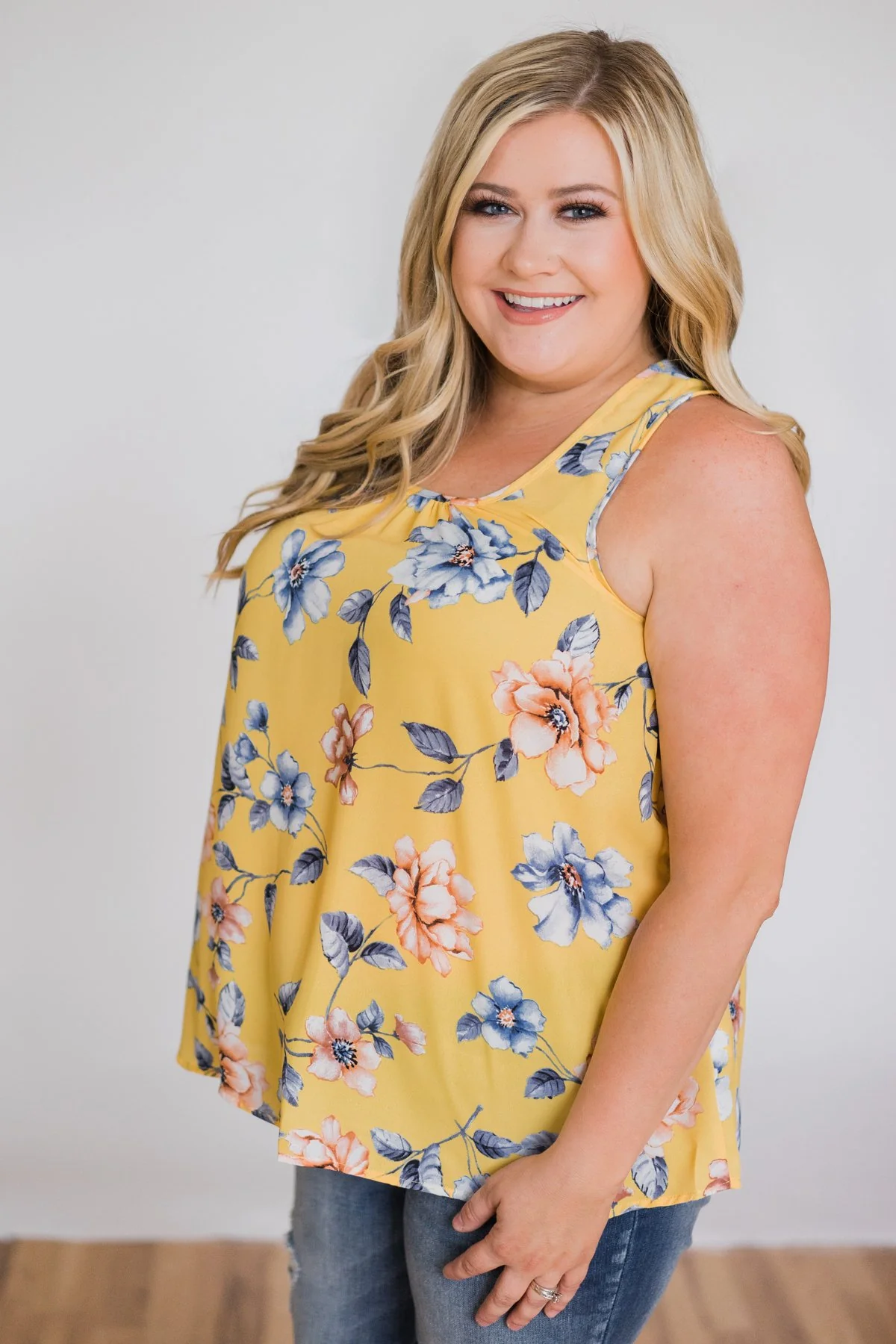 Dancing in Floral Tank Top- Yellow - Image 6