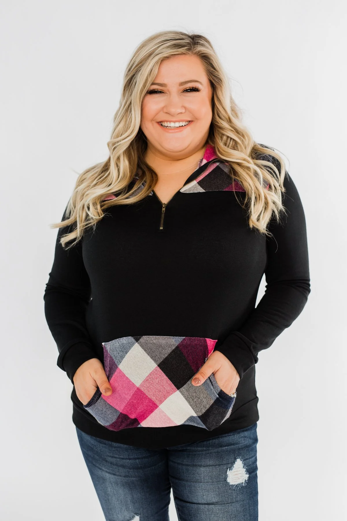 Dancing In The Dark Quarter Zip Pullover- Black - Image 5