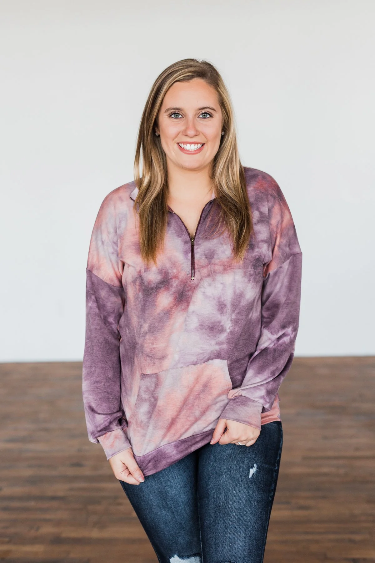 Dancing In The Moonlight Pullover Top- Purple & Dusty Peach - Image 4
