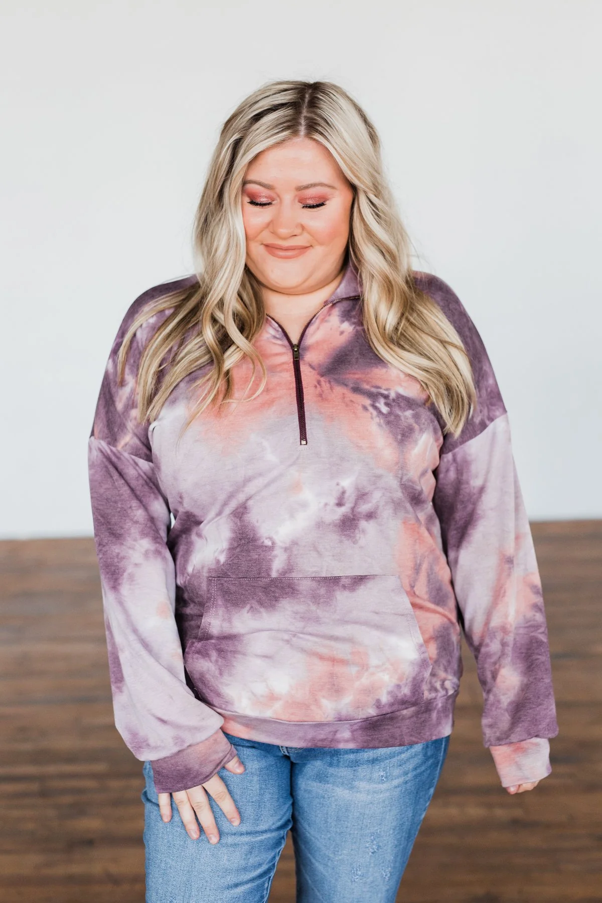 Dancing In The Moonlight Pullover Top- Purple & Dusty Peach - Image 5