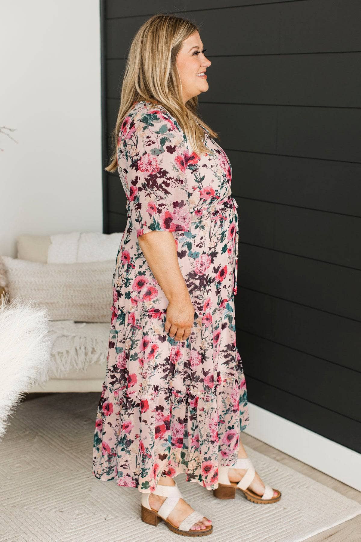 Dancing In The Rain Floral Dress- Off White & Pink - Image 6