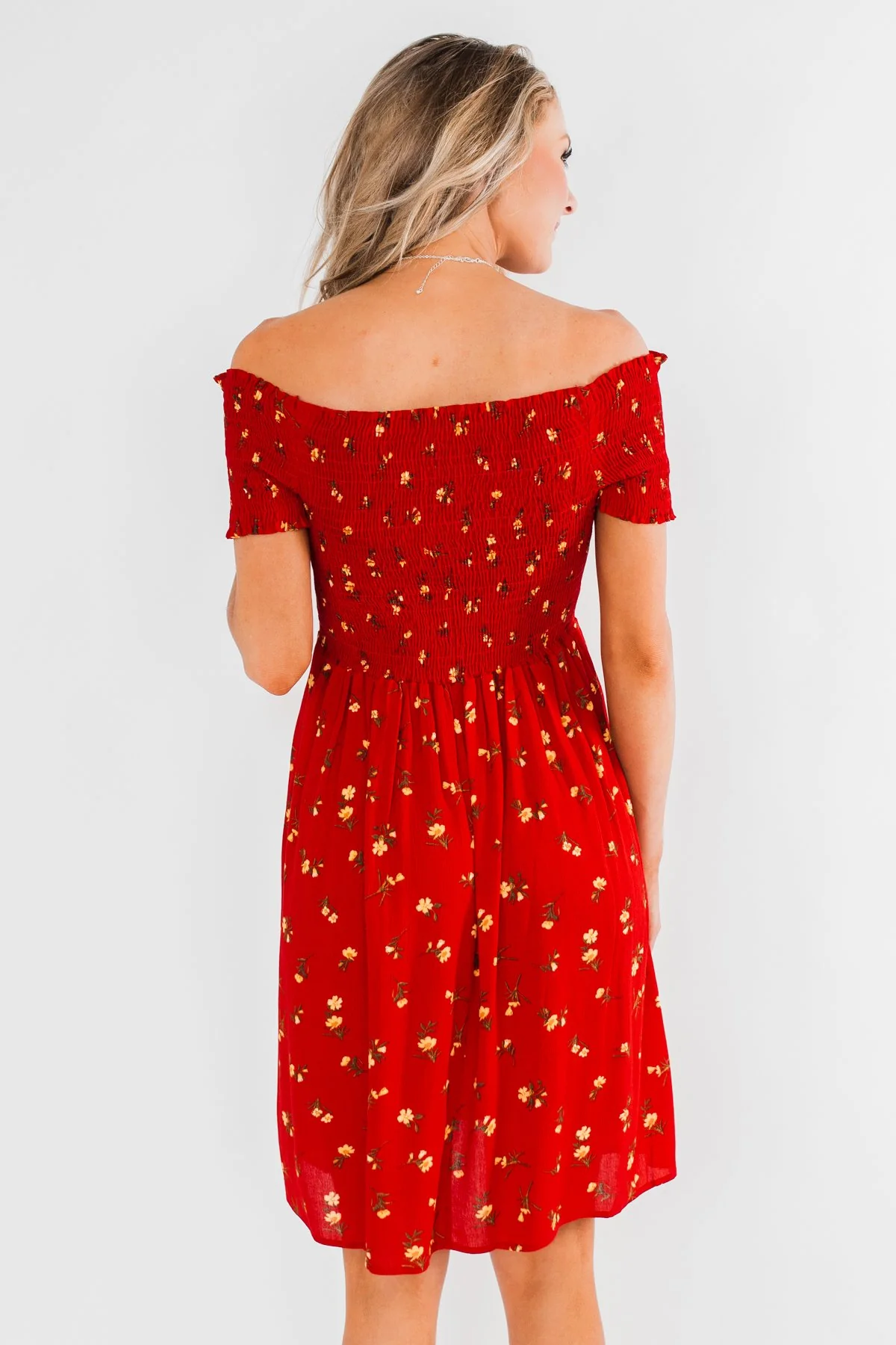 Dancing Through The Flowers Cinched Dress- Red - Image 11