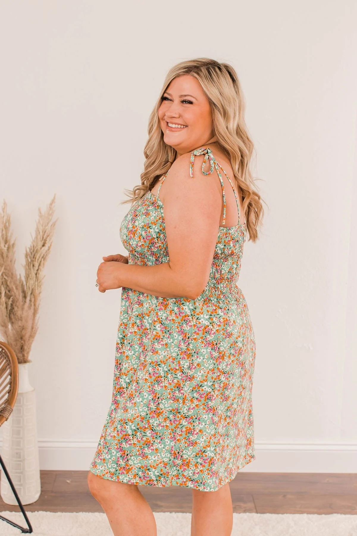 Dandelion Daydreams Floral Dress- Dusty Teal - Image 10