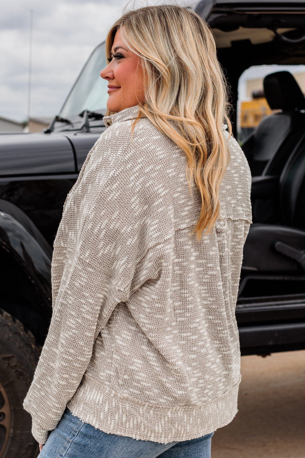 Dare To Begin Knit Shirt Jacket- Light Taupe - Image 10