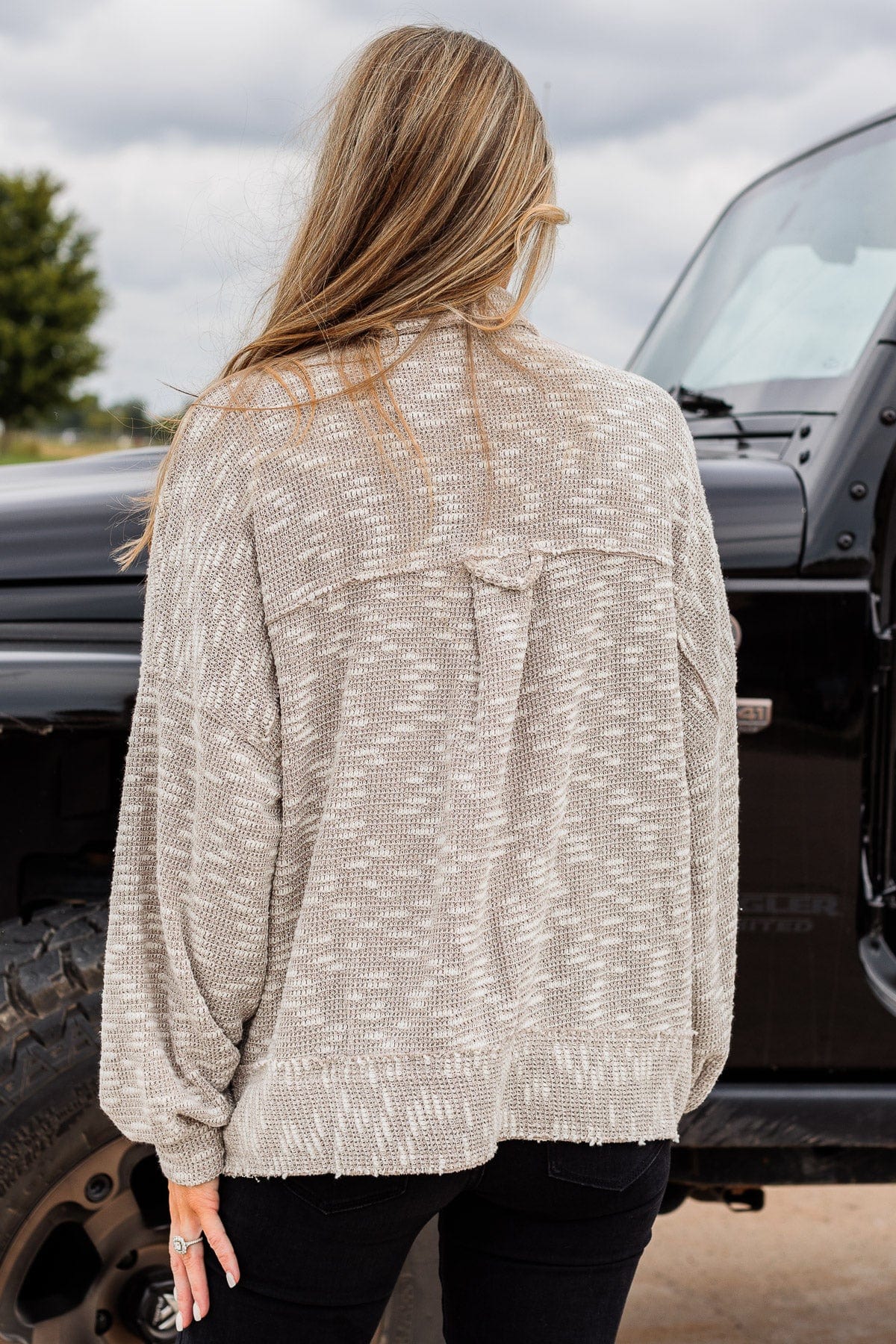 Dare To Begin Knit Shirt Jacket- Light Taupe - Image 11