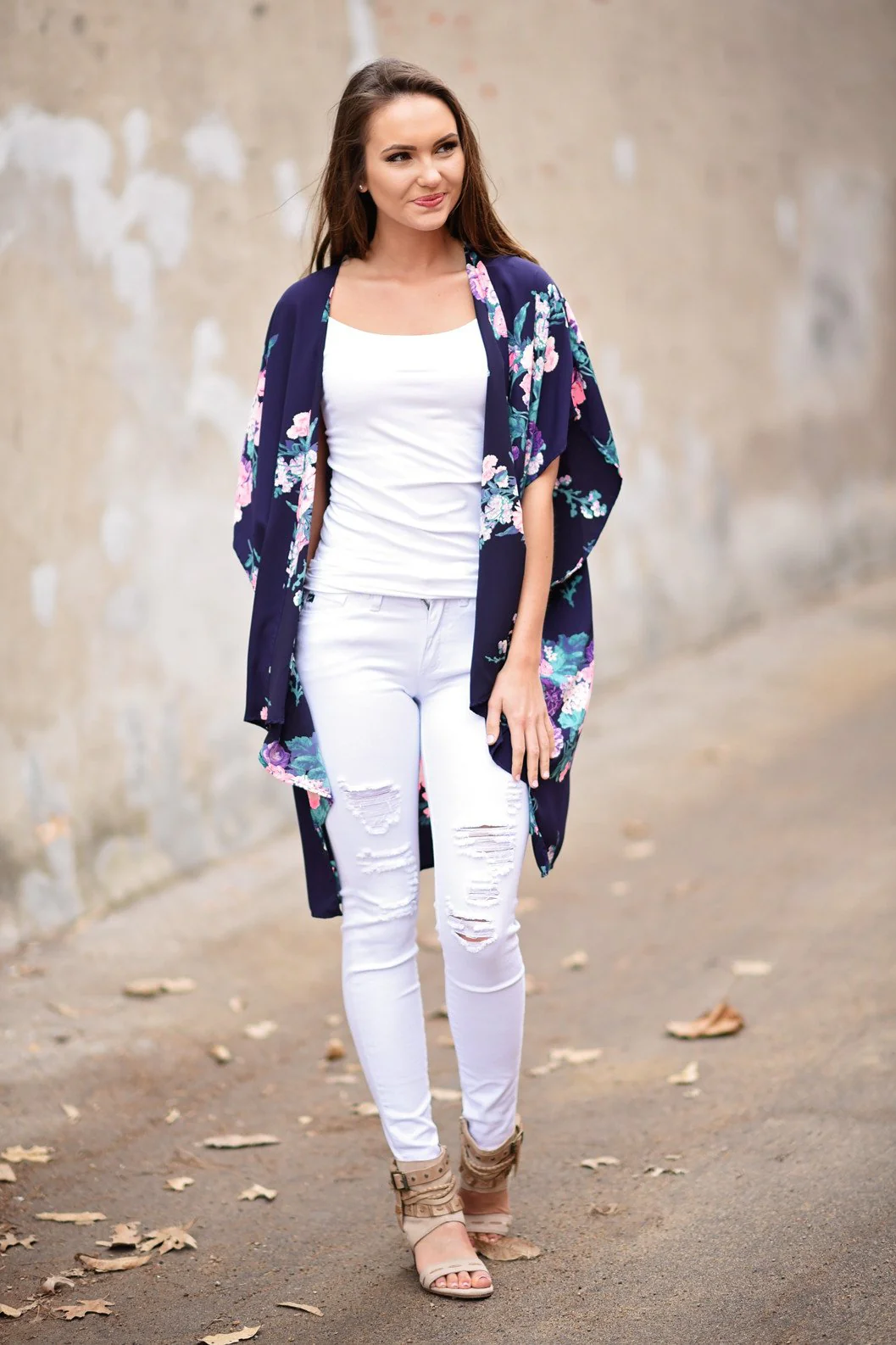 Dark Purple Floral Kimono - Image 2