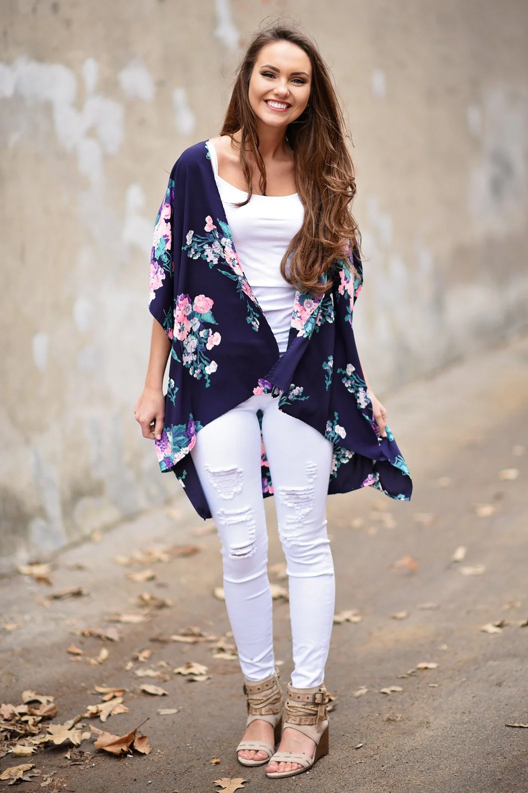 Dark Purple Floral Kimono - Image 3