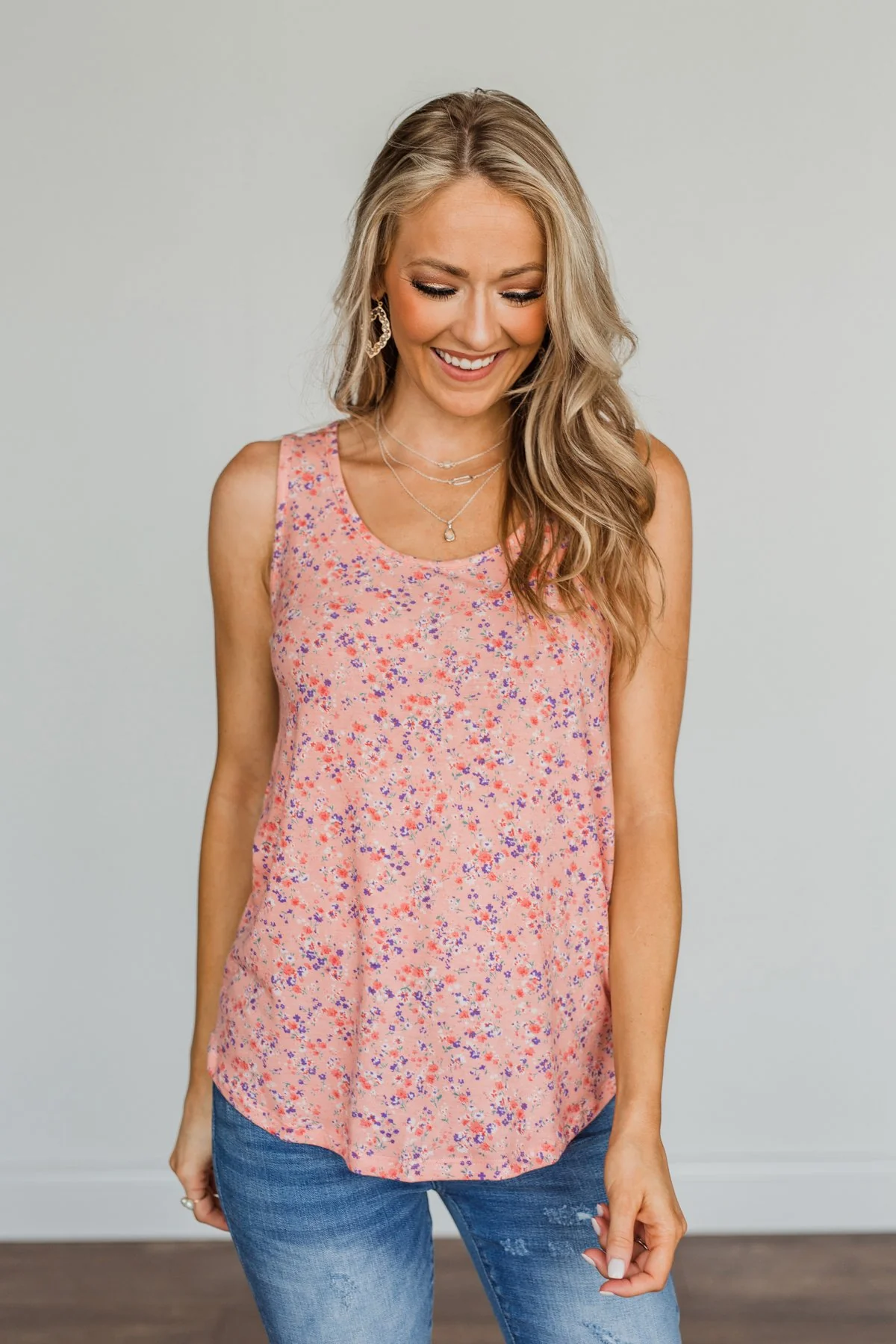 Darling Days Floral Tank- Peach - Image 2