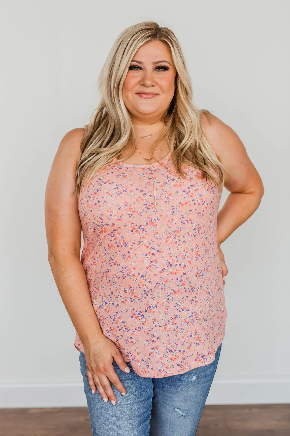 Darling Days Floral Tank- Peach - Image 3