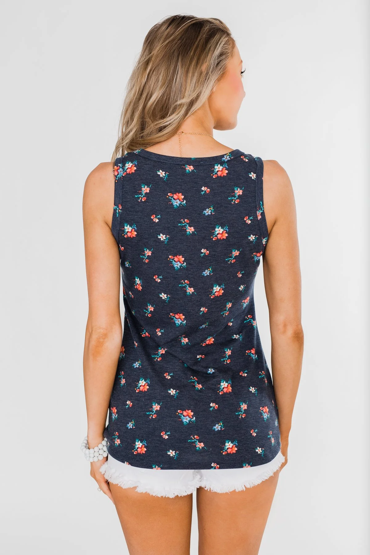 Darling Floral V-Neck Tank Top- Navy - Image 12