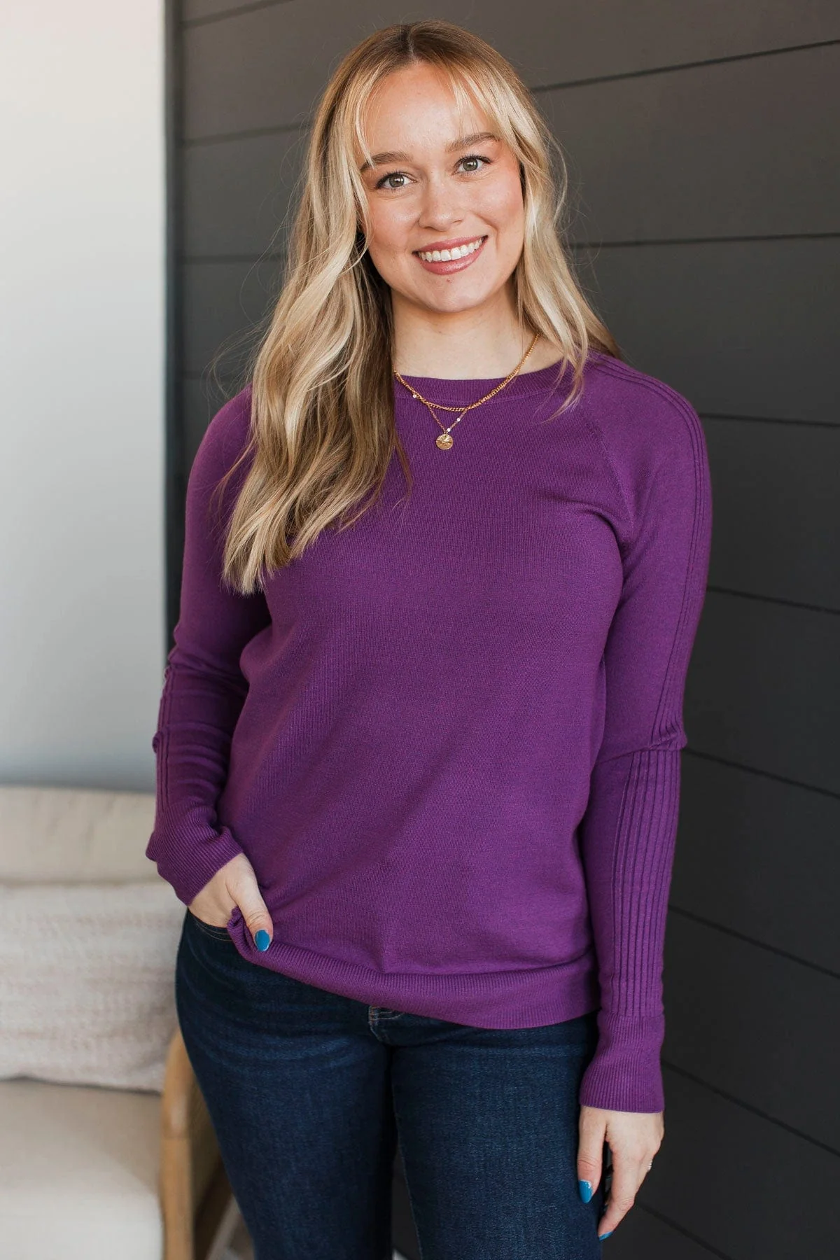 Darling Of Mine Knit Sweater- Purple