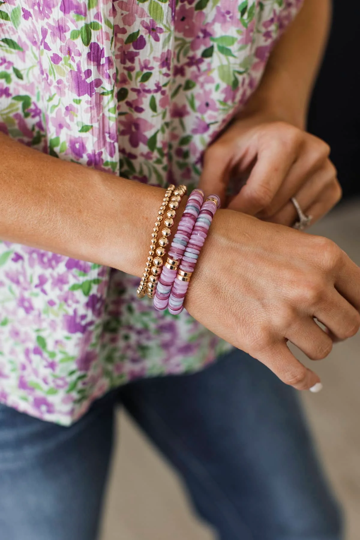 Darling You Beaded Bracelet Set- Lavender