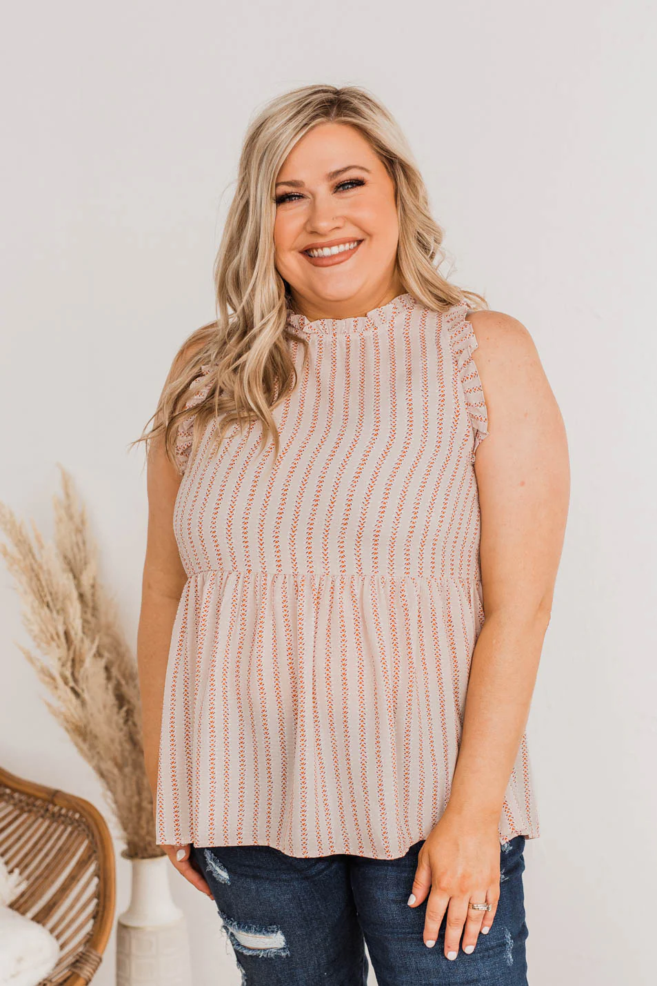 Dashing Details Sleeveless Blouse- Taupe - Image 2