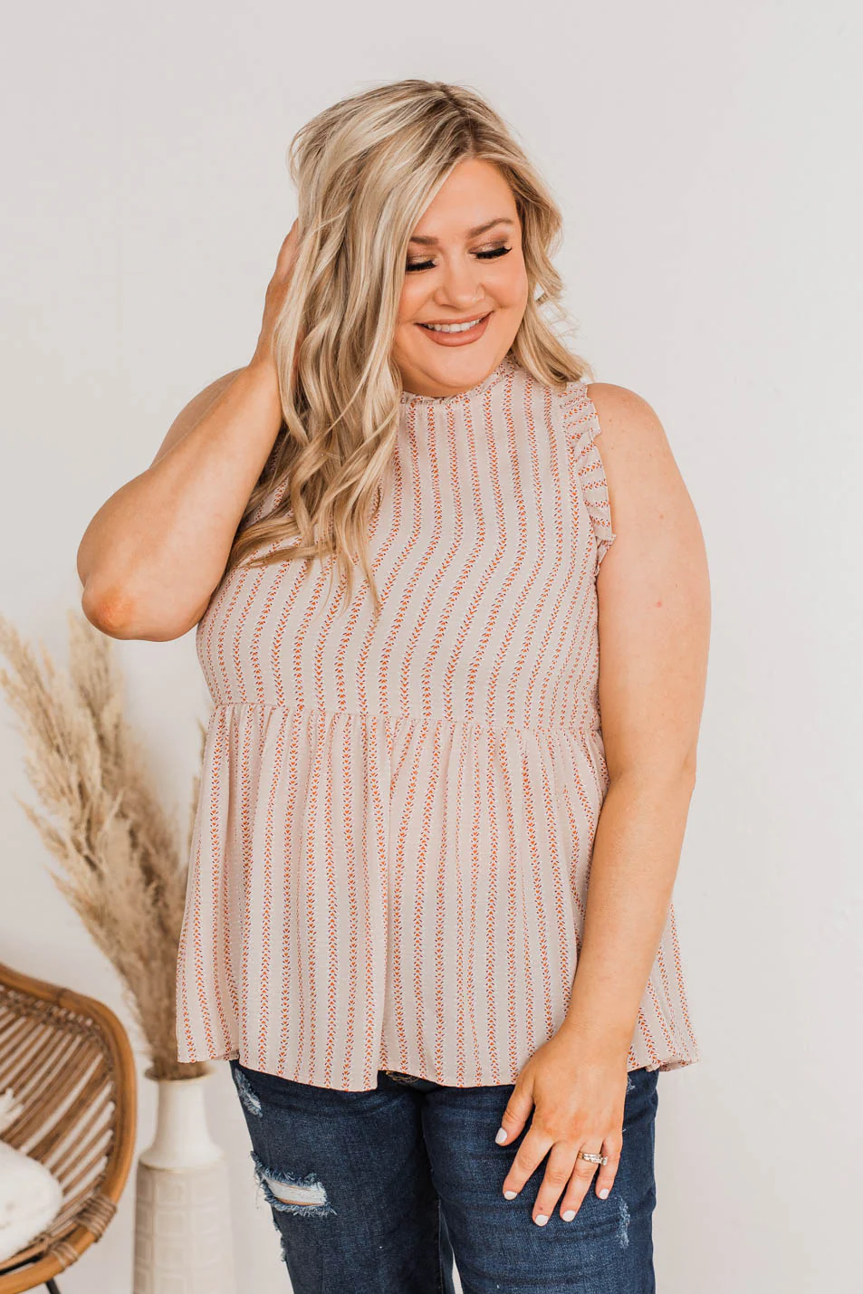 Dashing Details Sleeveless Blouse- Taupe - Image 4
