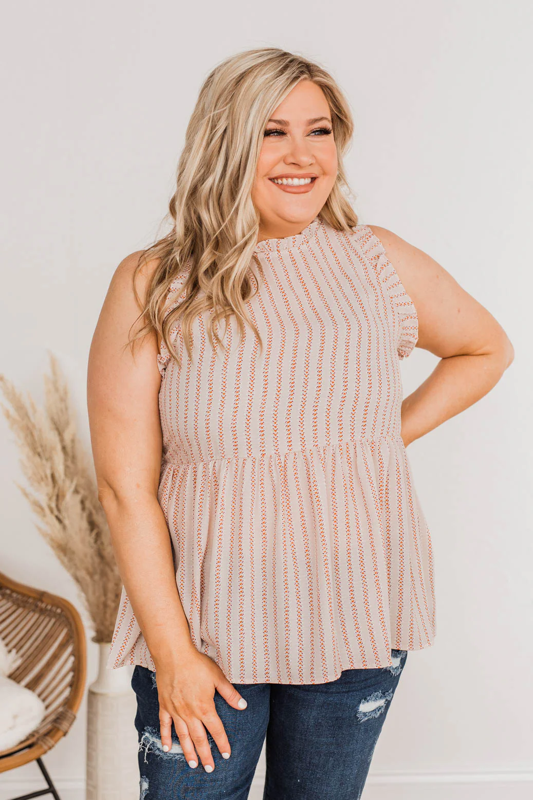 Dashing Details Sleeveless Blouse- Taupe - Image 5