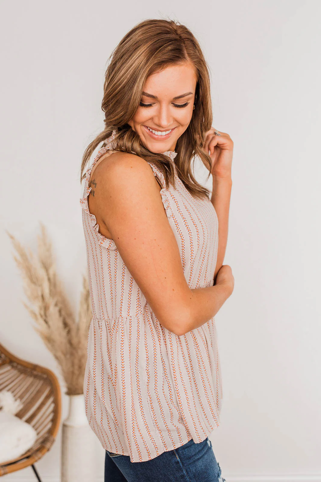 Dashing Details Sleeveless Blouse- Taupe - Image 6